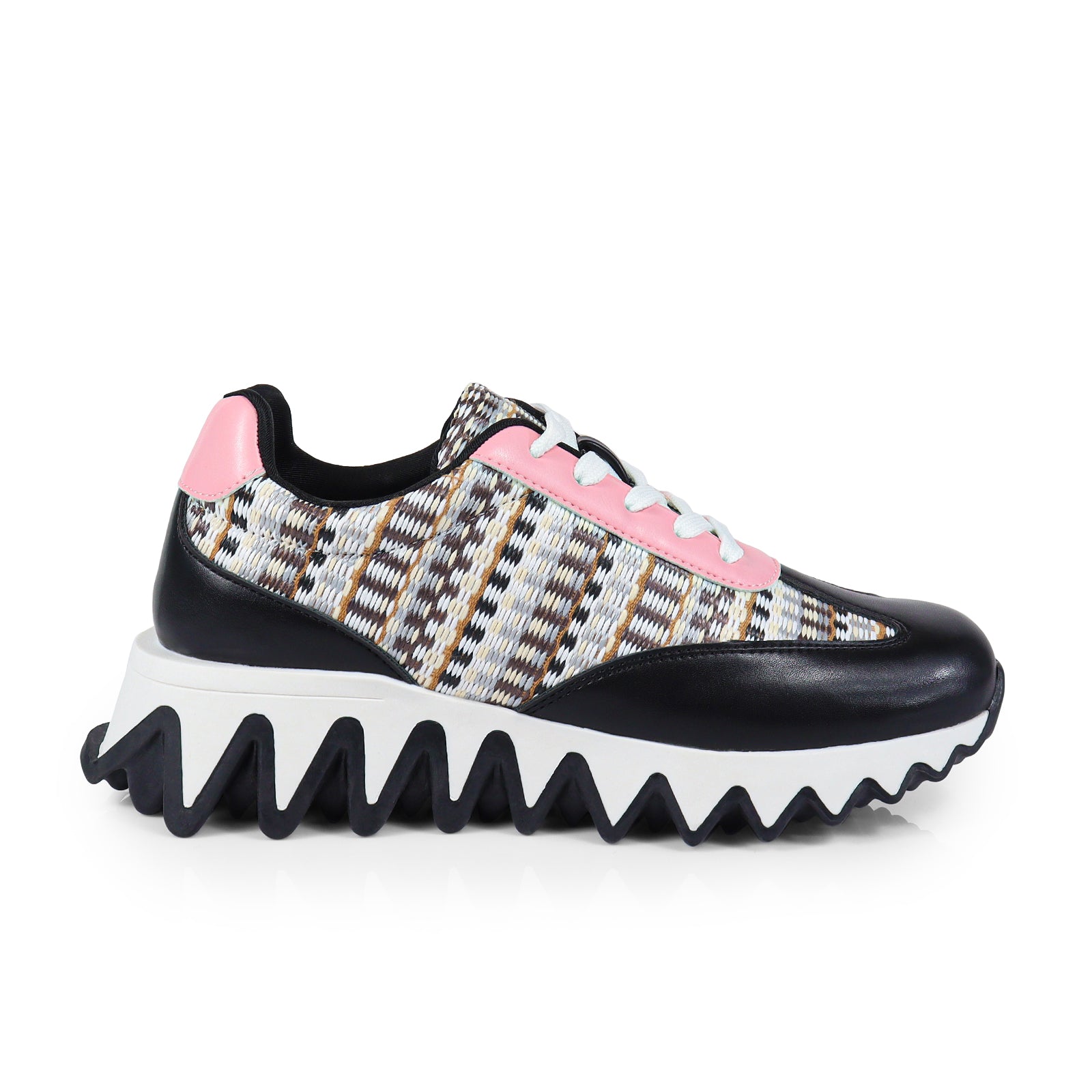 ALESSIA-2 RAFFIA TEETH OUTSOLE SNEAKERS BLACK