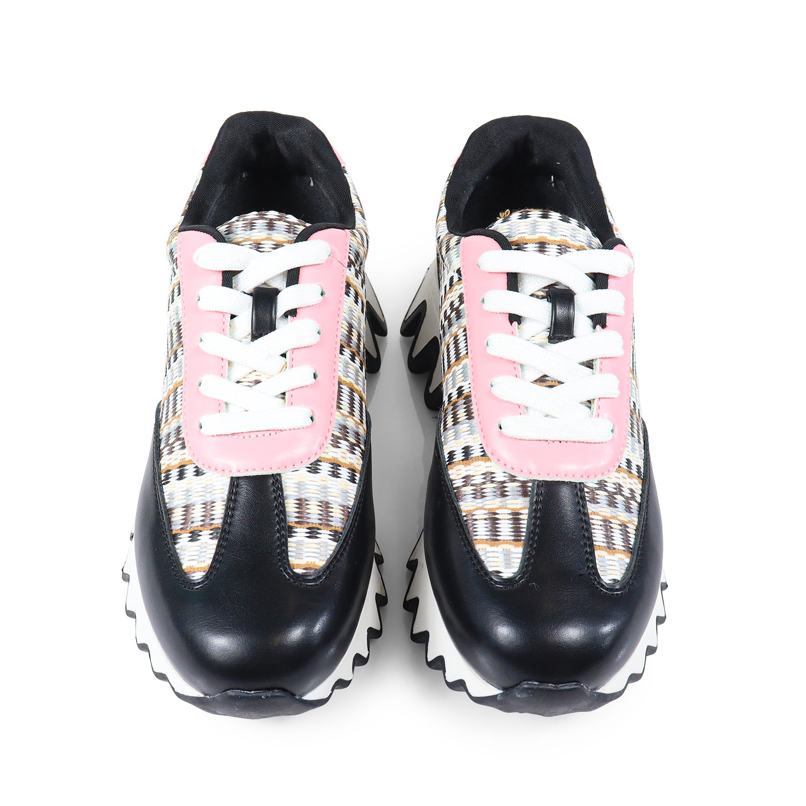 ALESSIA-2 RAFFIA TEETH OUTSOLE SNEAKERS BLACK
