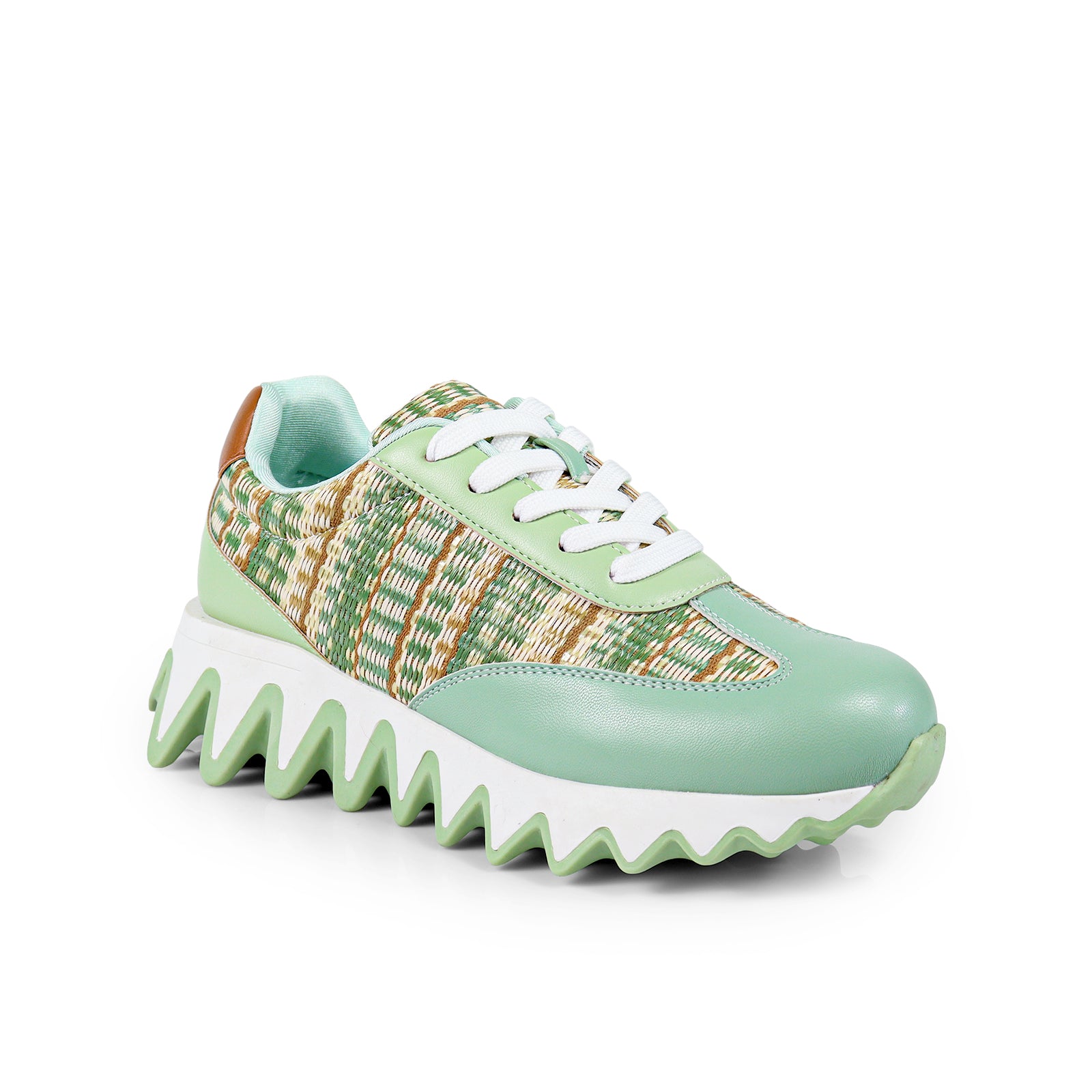 ALESSIA-2 RAFFIA TEETH OUTSOLE SNEAKERS MOSS