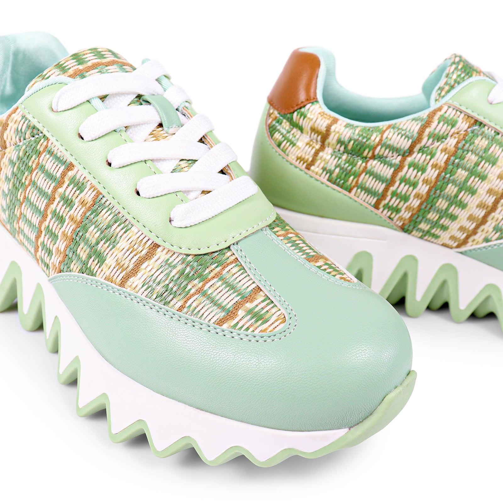 ALESSIA-2 RAFFIA TEETH OUTSOLE SNEAKERS MOSS