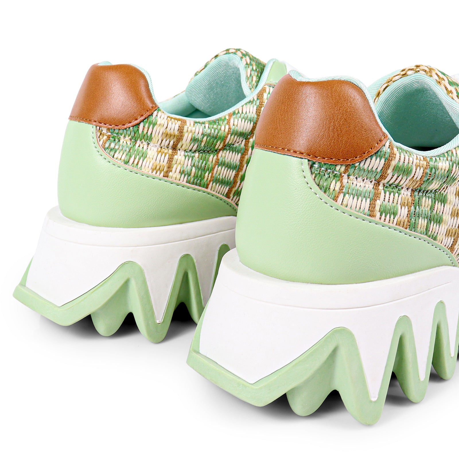 ALESSIA-2 RAFFIA TEETH OUTSOLE SNEAKERS MOSS