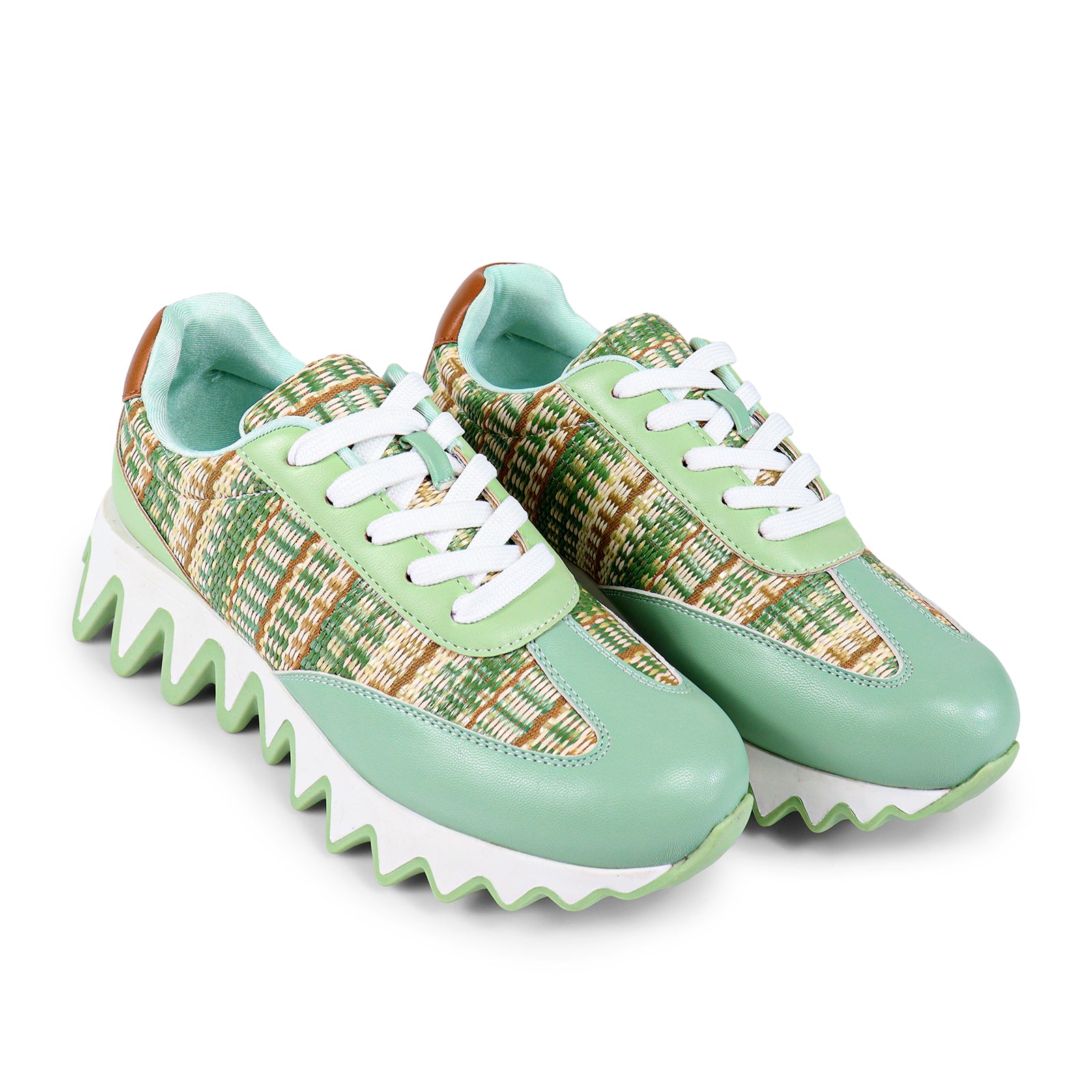ALESSIA-2 RAFFIA TEETH OUTSOLE SNEAKERS MOSS