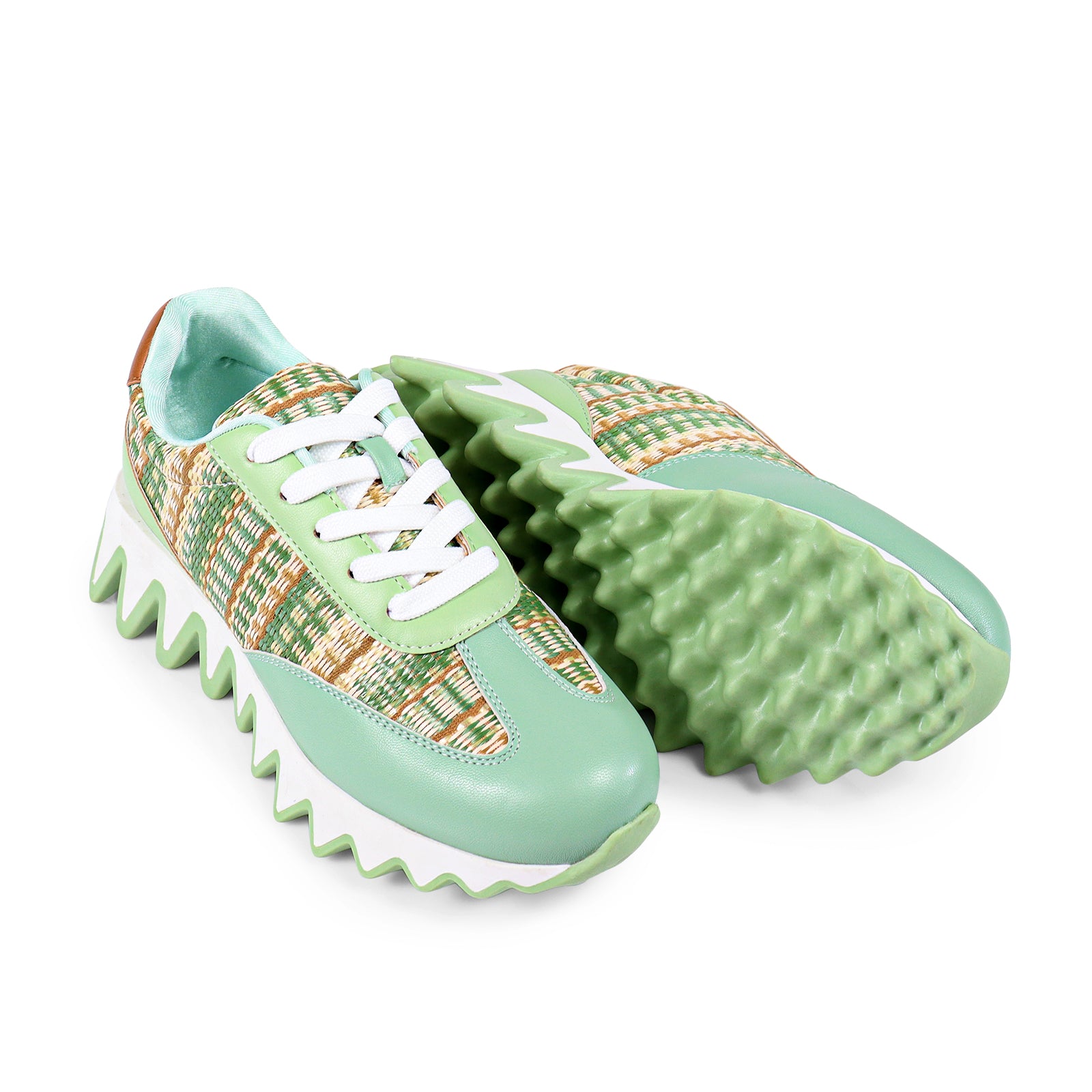 ALESSIA-2 RAFFIA TEETH OUTSOLE SNEAKERS MOSS