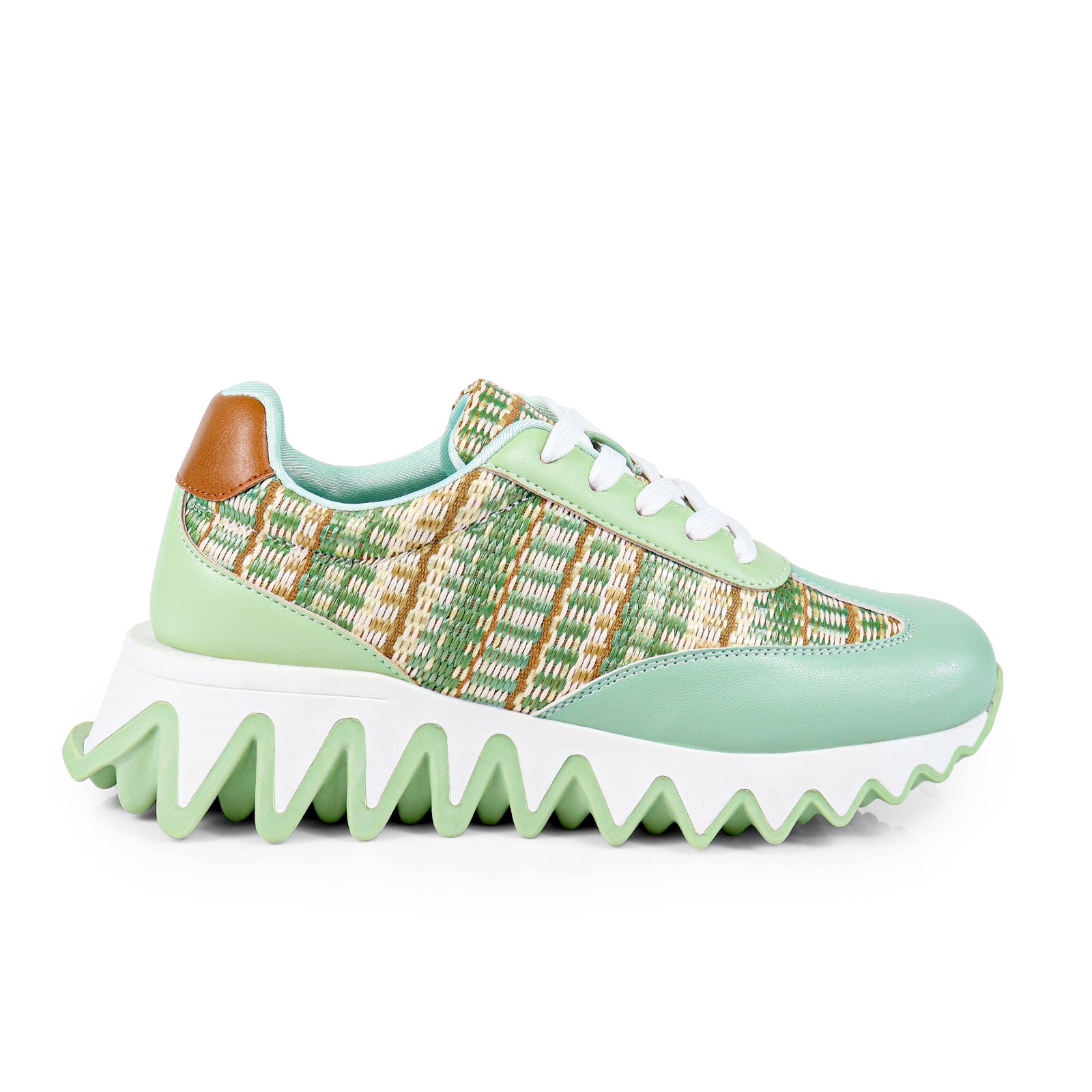 ALESSIA-2 RAFFIA TEETH OUTSOLE SNEAKERS MOSS