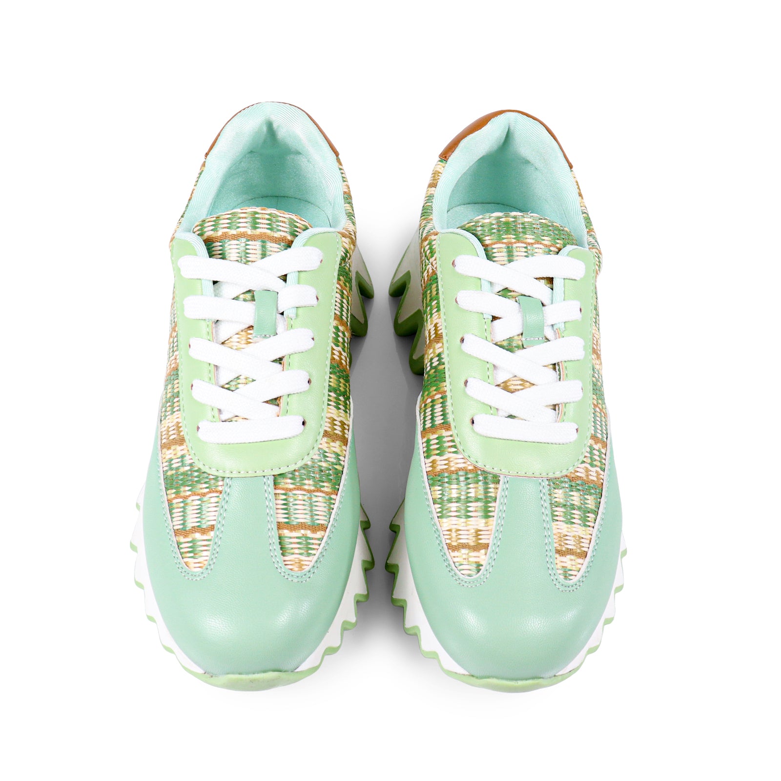 ALESSIA-2 RAFFIA TEETH OUTSOLE SNEAKERS MOSS