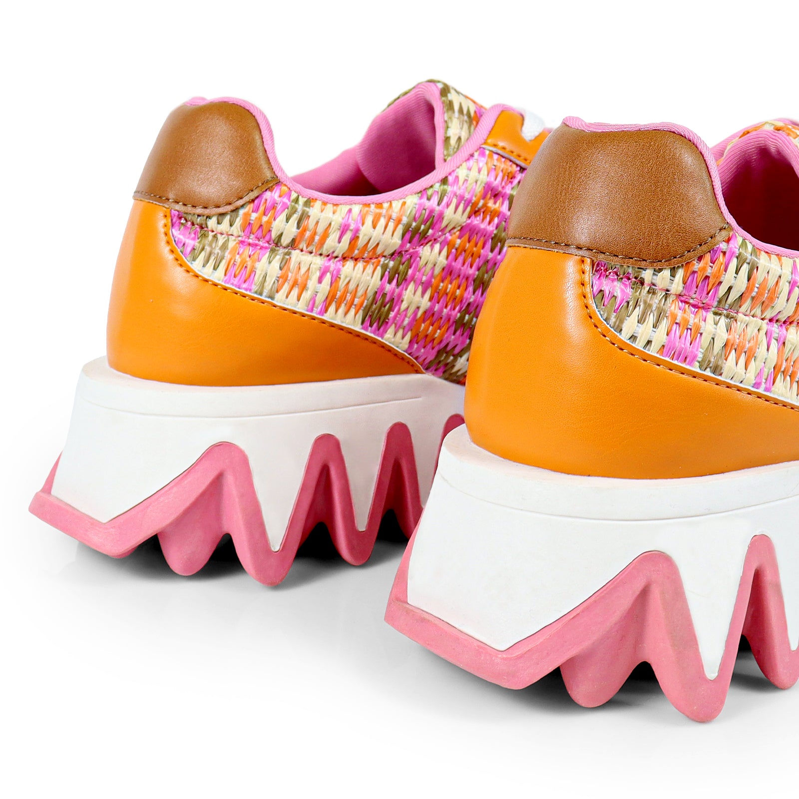 ALESSIA-2 RAFFIA TEETH OUTSOLE SNEAKERS PINK