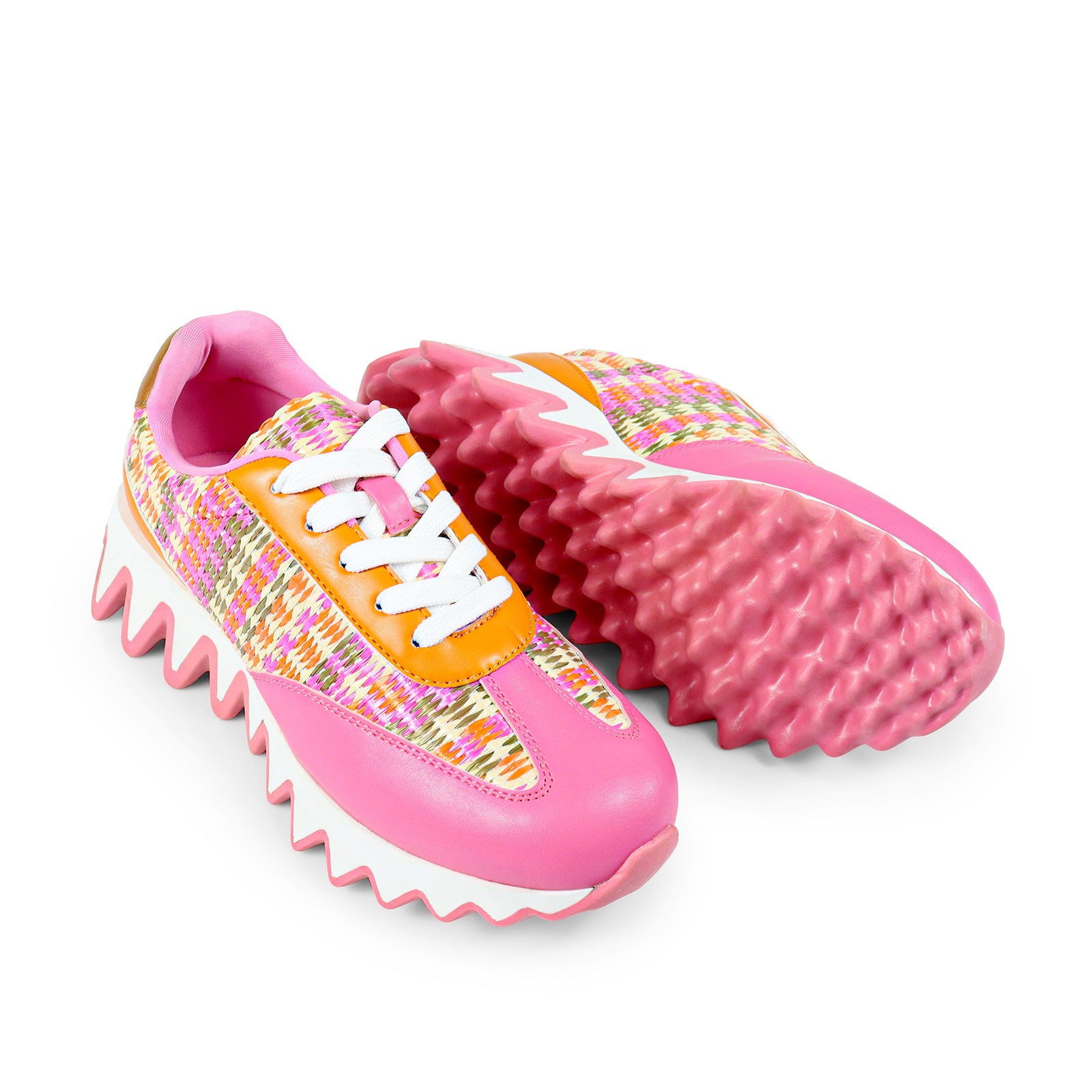 ALESSIA-2 RAFFIA TEETH OUTSOLE SNEAKERS PINK