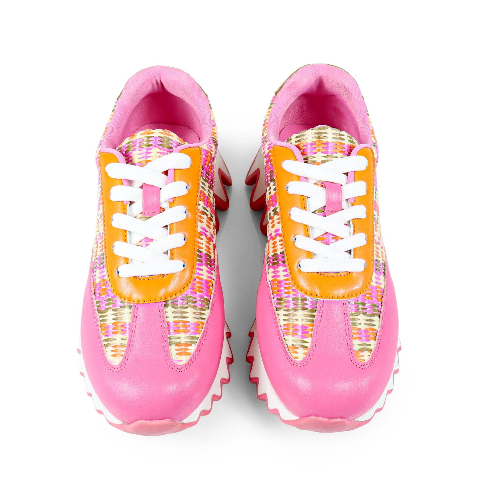 ALESSIA-2 RAFFIA TEETH OUTSOLE SNEAKERS PINK
