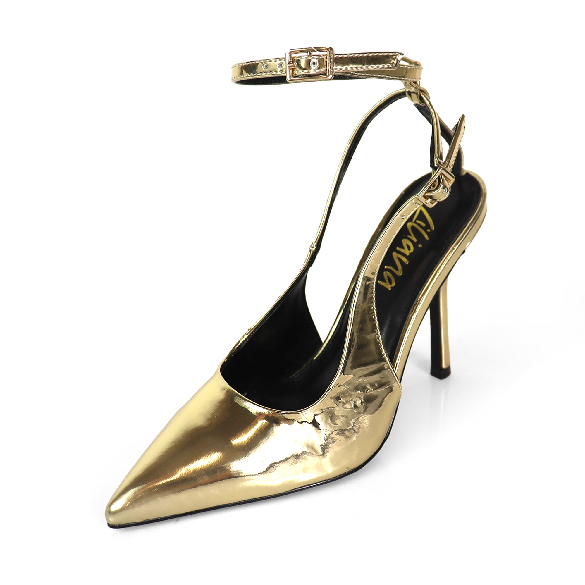 ALICIA-8 POINTED TOE W/DUO STRAP PUMP GOLD