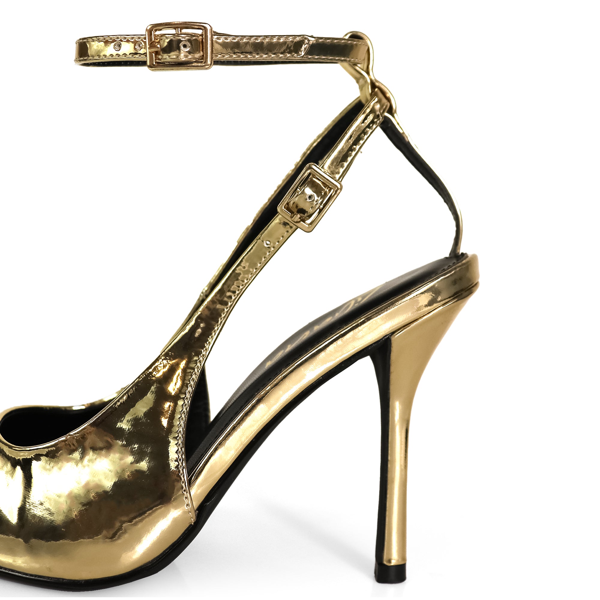 ALICIA-8 POINTED TOE W/DUO STRAP PUMP GOLD