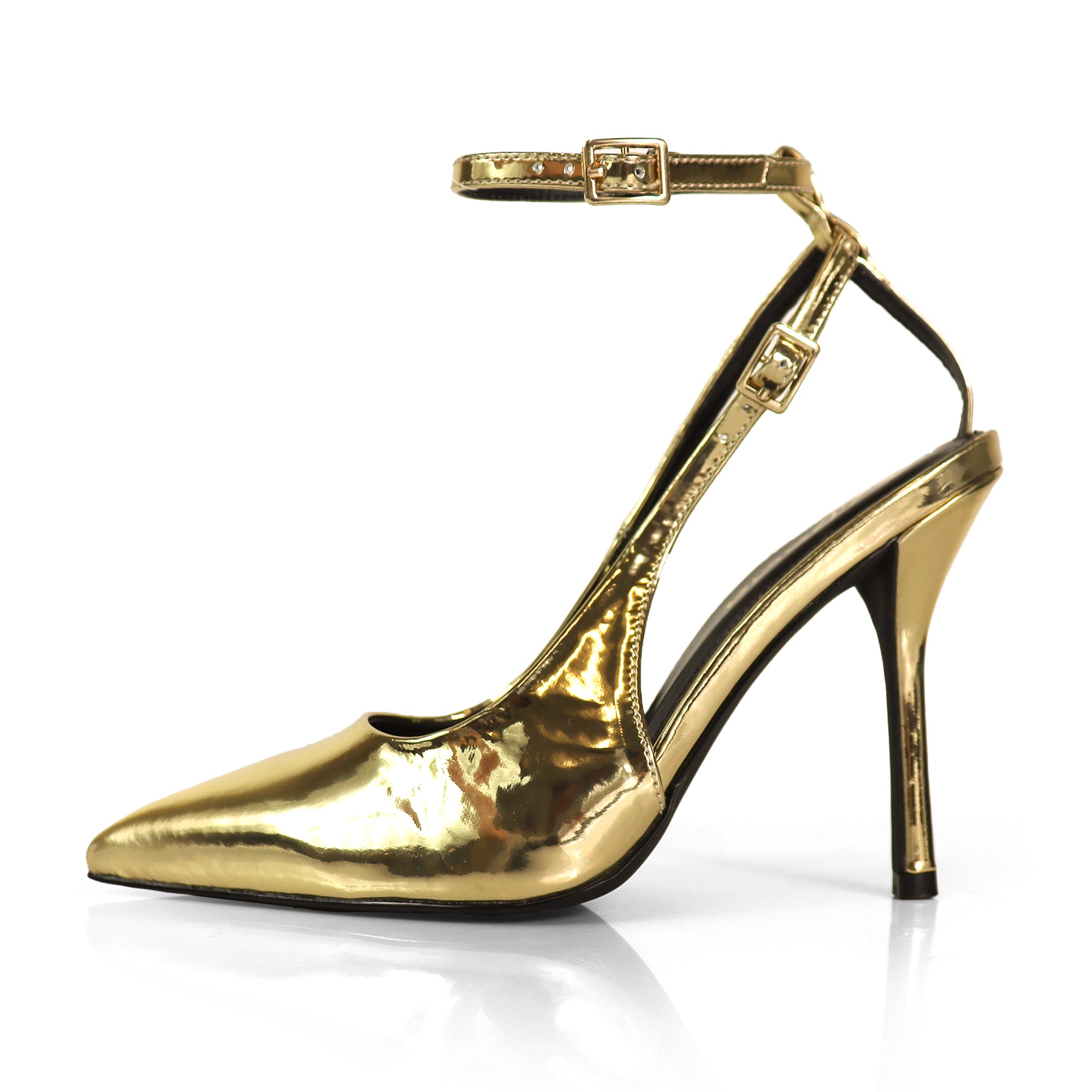 ALICIA-8 POINTED TOE W/DUO STRAP PUMP GOLD
