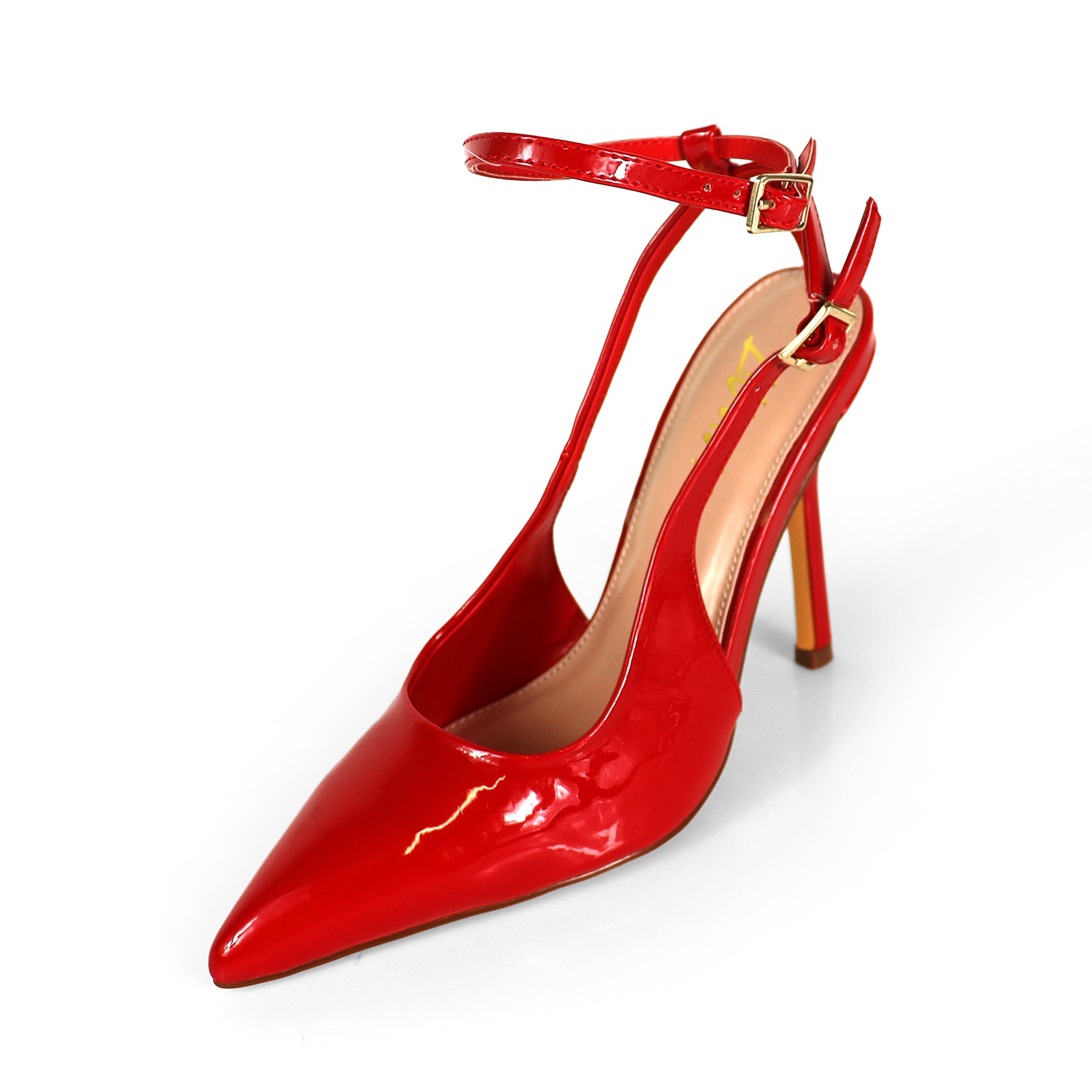 ALICIA-8 POINTED TOE W/DUO STRAP PUMP RED
