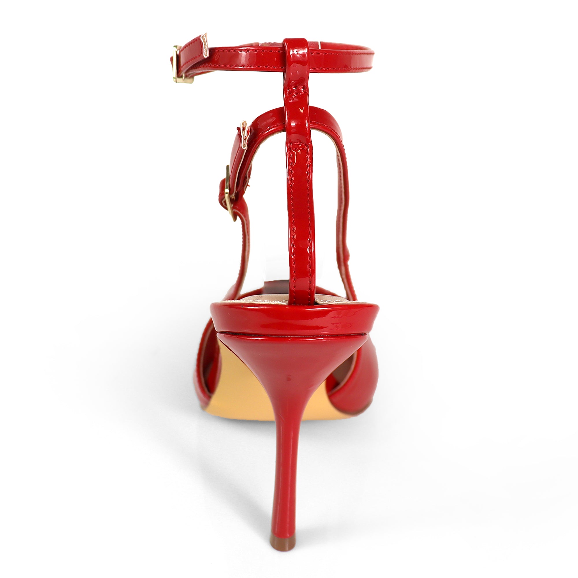 ALICIA-8 POINTED TOE W/DUO STRAP PUMP RED