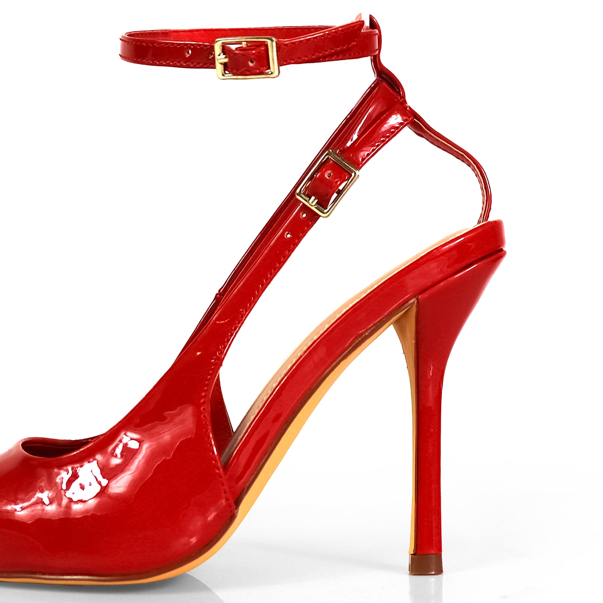 ALICIA-8 POINTED TOE W/DUO STRAP PUMP RED