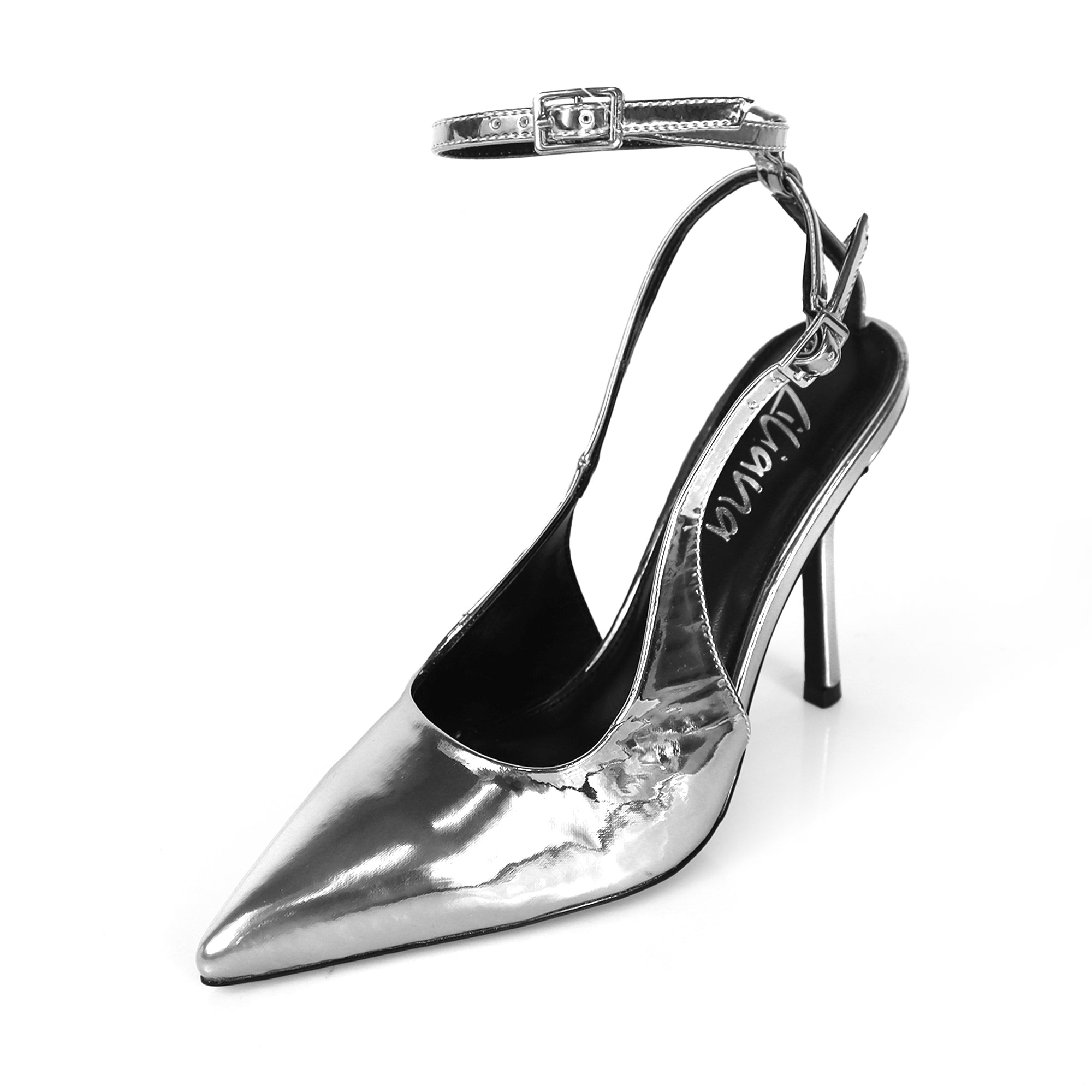 ALICIA-8 POINTED TOE W/DUO STRAP PUMP SILVER