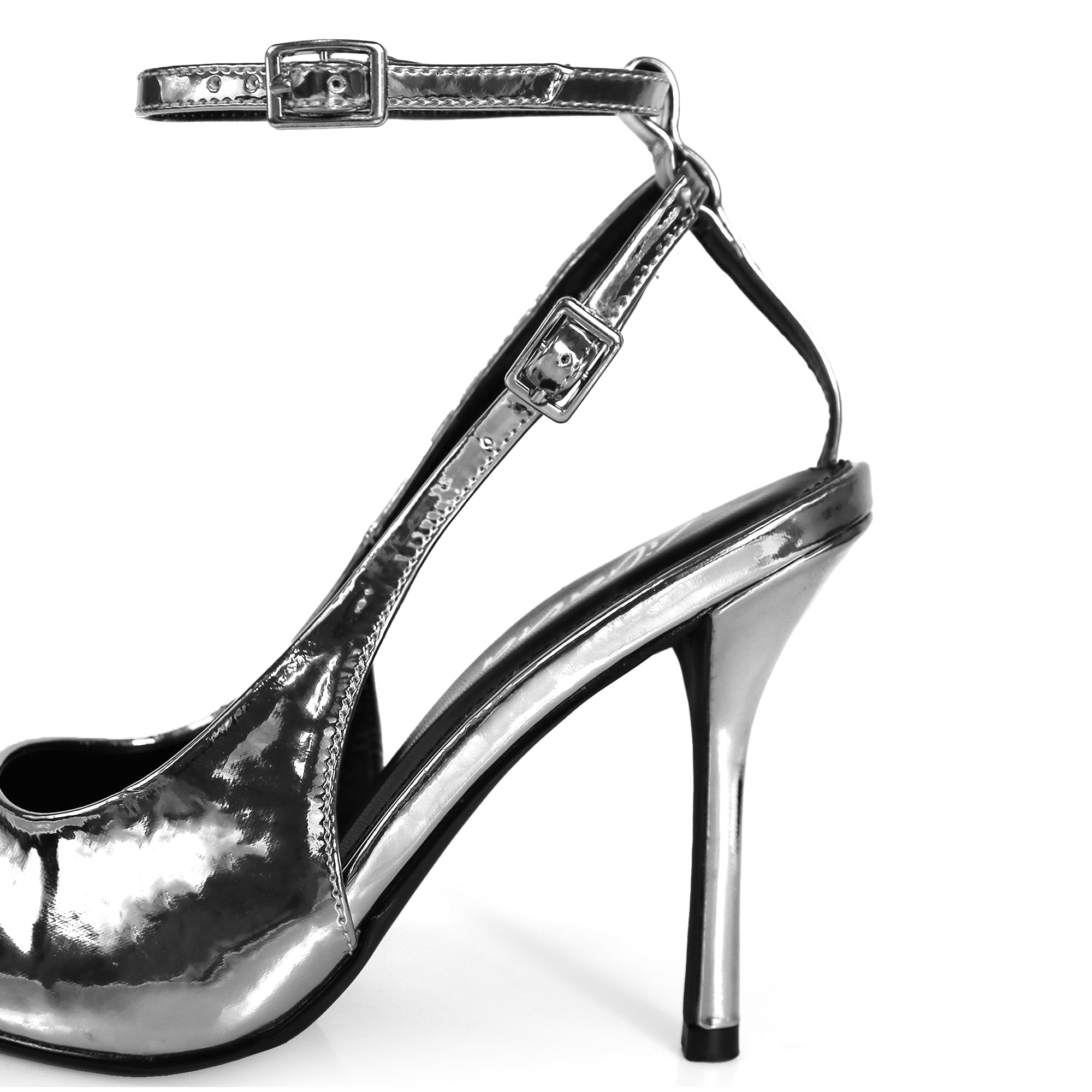 ALICIA-8 POINTED TOE W/DUO STRAP PUMP SILVER