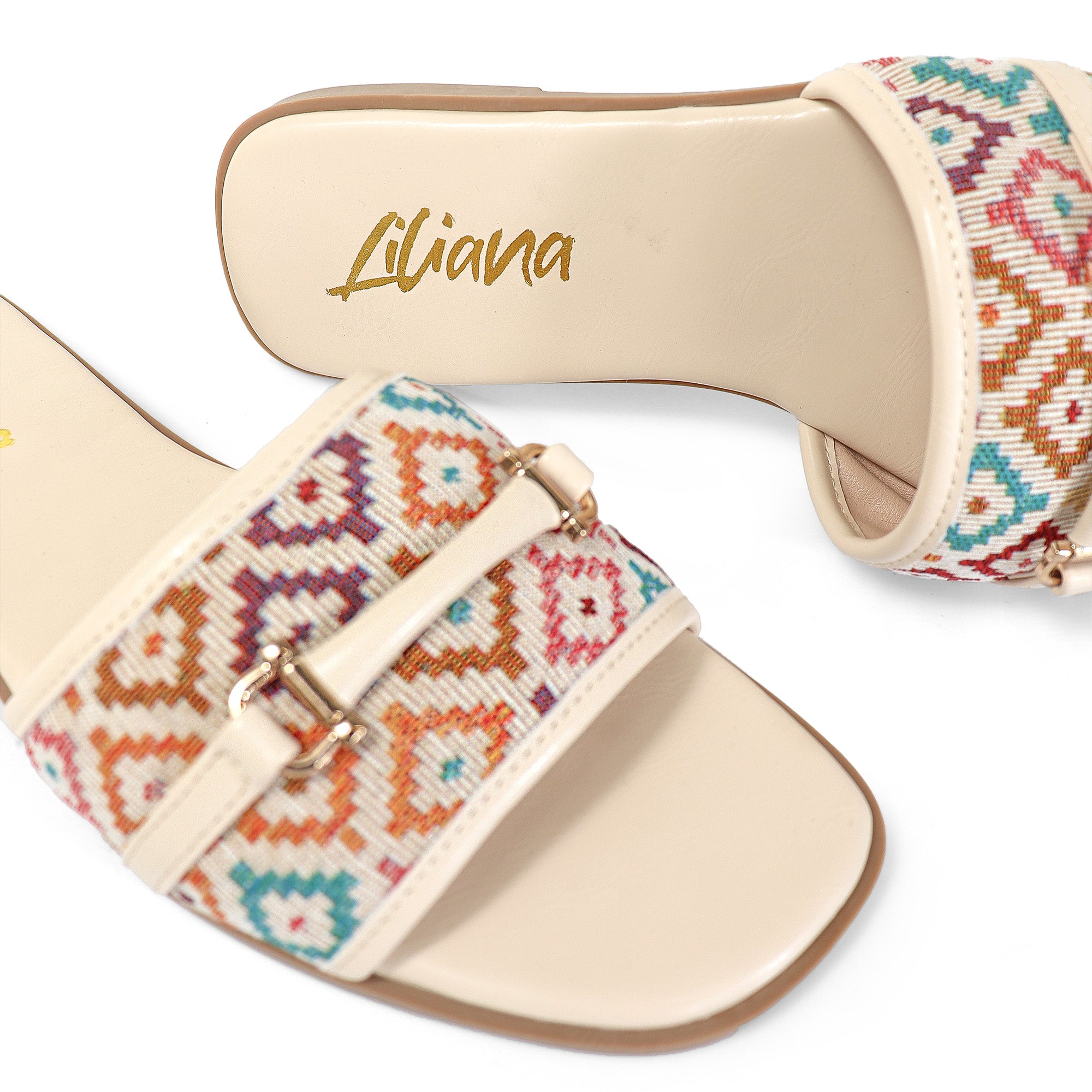 ALISHA-1 OPEN TOE MATEL BUCKLE RAFFIA SANDAL CROCHET