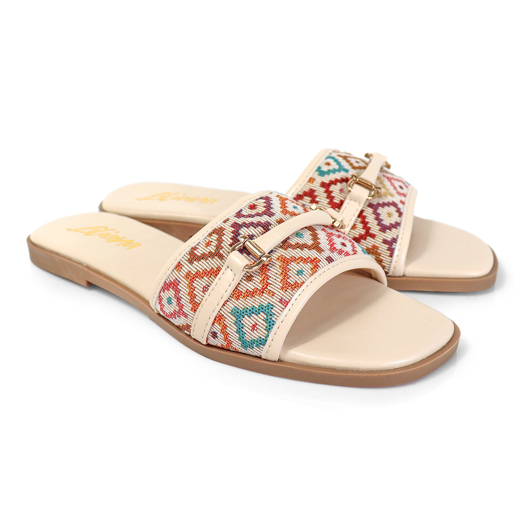 ALISHA-1 OPEN TOE MATEL BUCKLE RAFFIA SANDAL CROCHET
