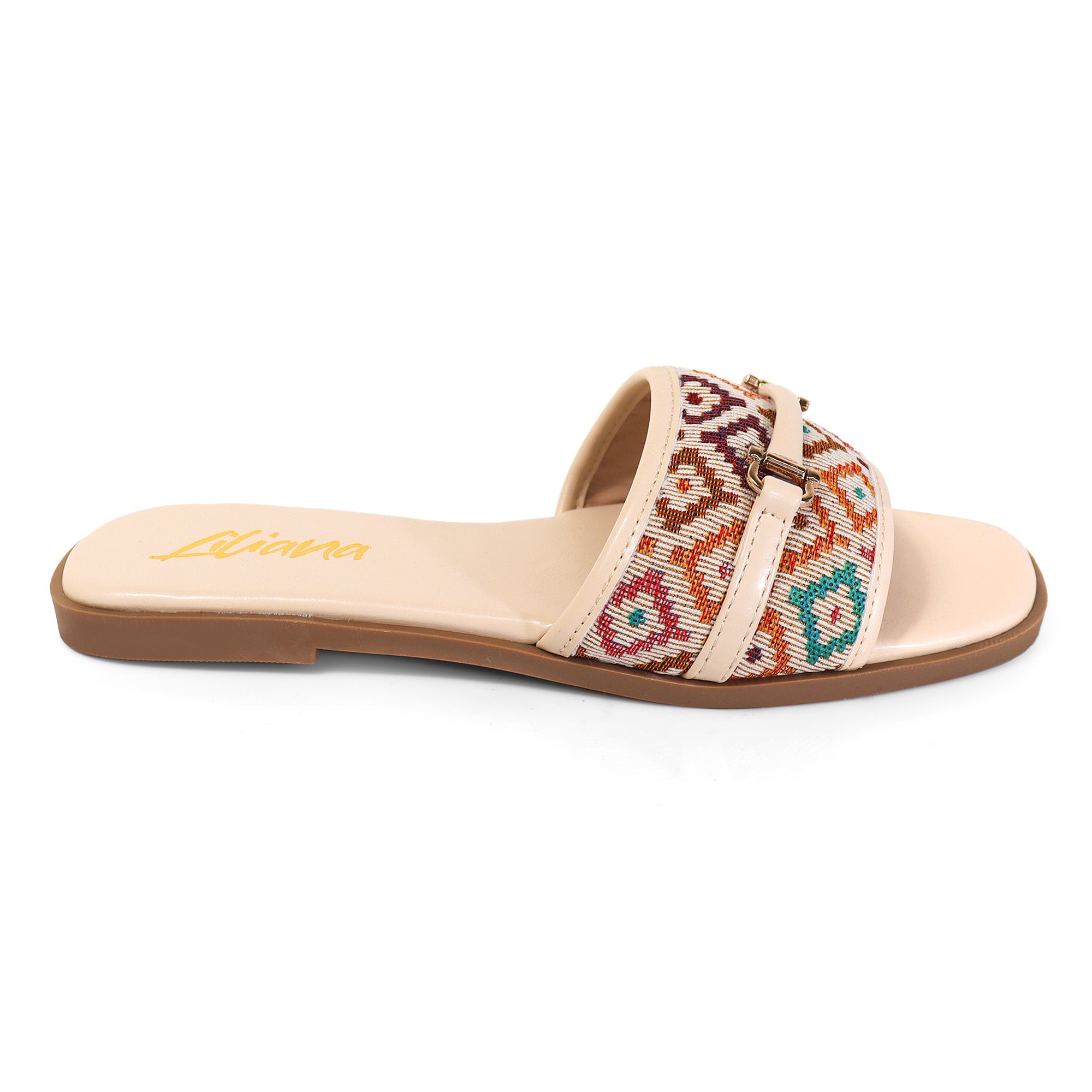 ALISHA-1 OPEN TOE MATEL BUCKLE RAFFIA SANDAL CROCHET