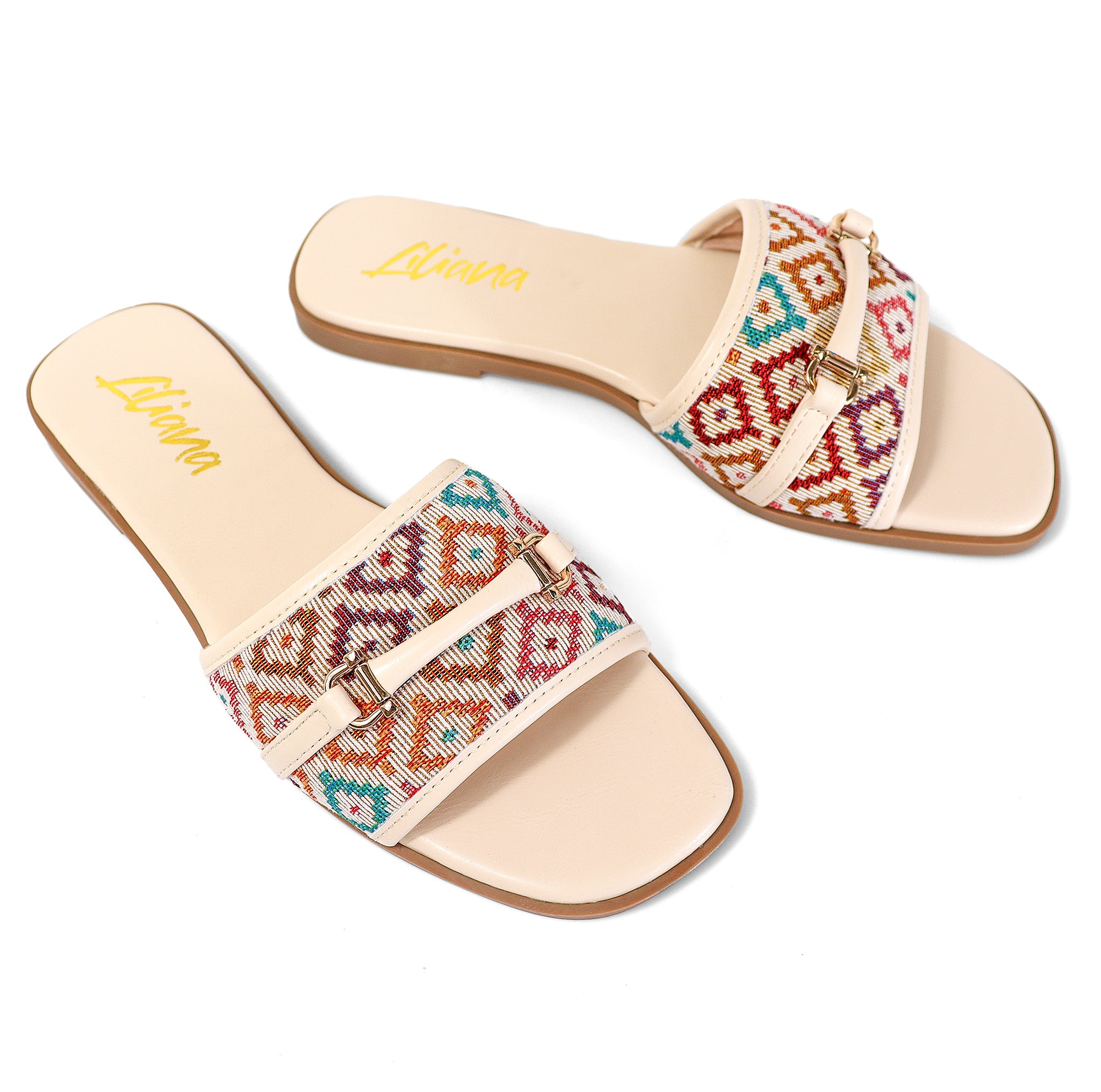 ALISHA-1 OPEN TOE MATEL BUCKLE RAFFIA SANDAL CROCHET