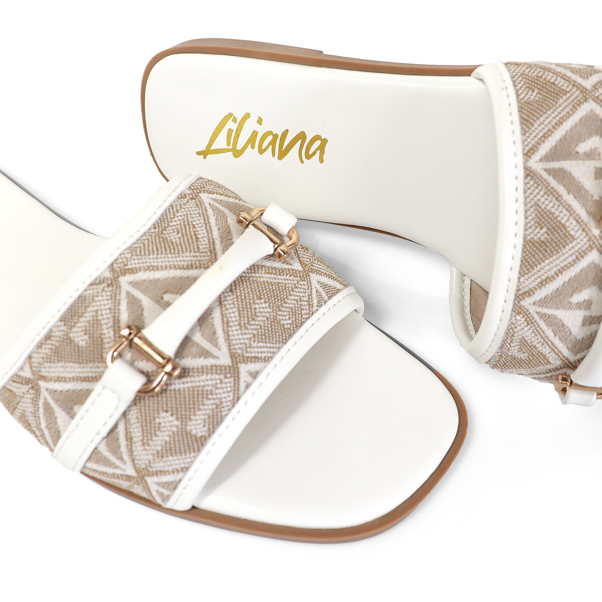 ALISHA-1 OPEN TOE MATEL BUCKLE RAFFIA SANDAL OFF WHITE
