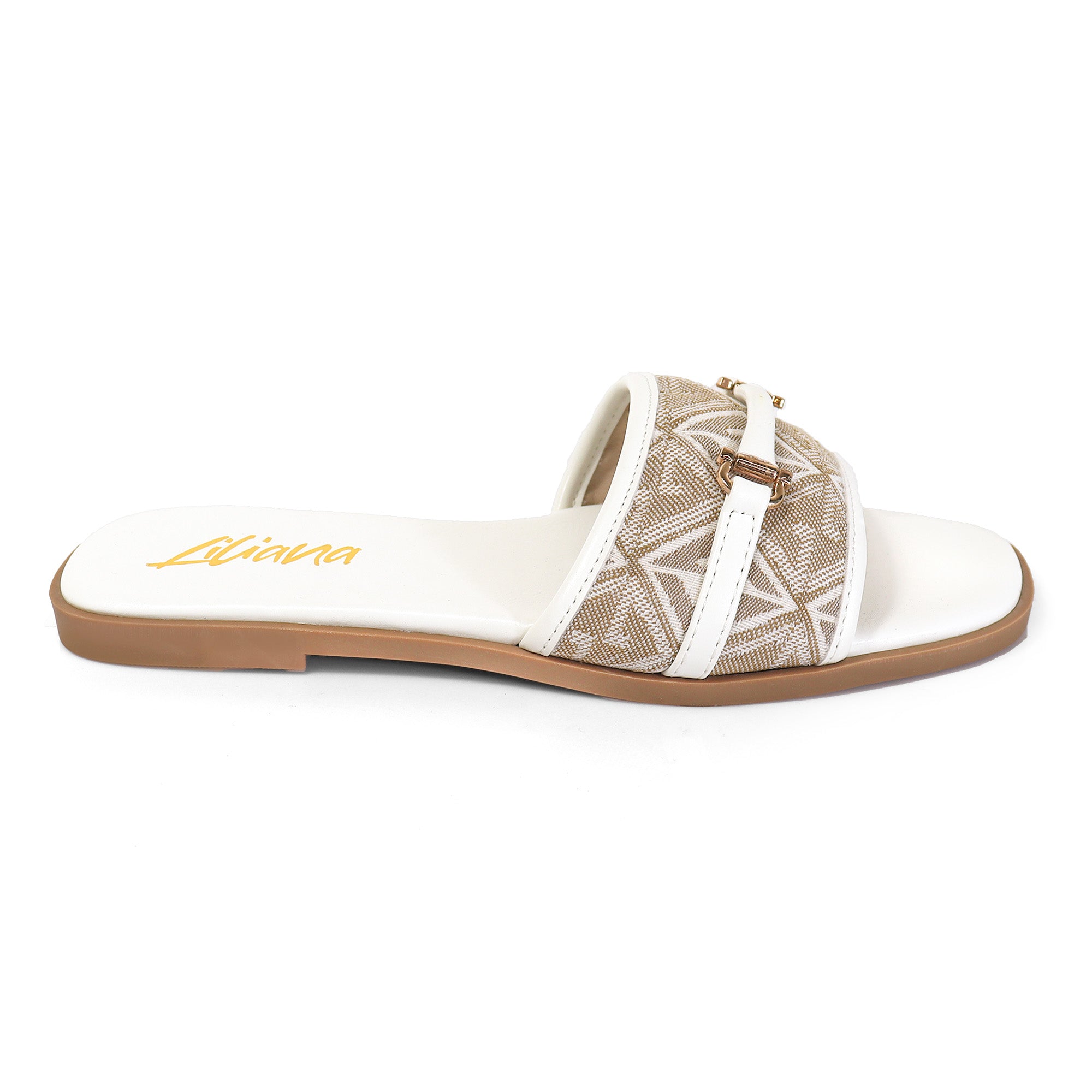 ALISHA-1 OPEN TOE MATEL BUCKLE RAFFIA SANDAL OFF WHITE