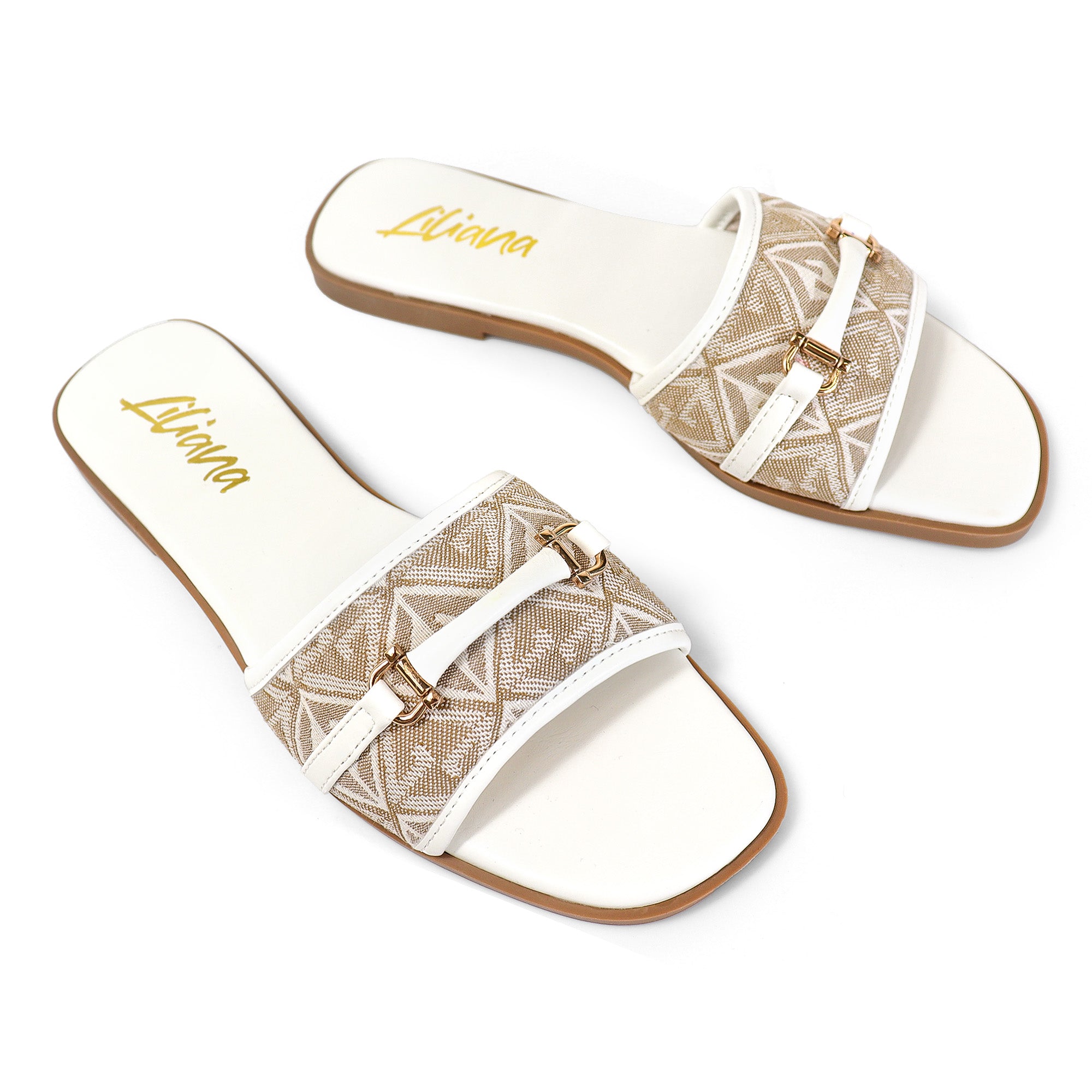 ALISHA-1 OPEN TOE MATEL BUCKLE RAFFIA SANDAL OFF WHITE
