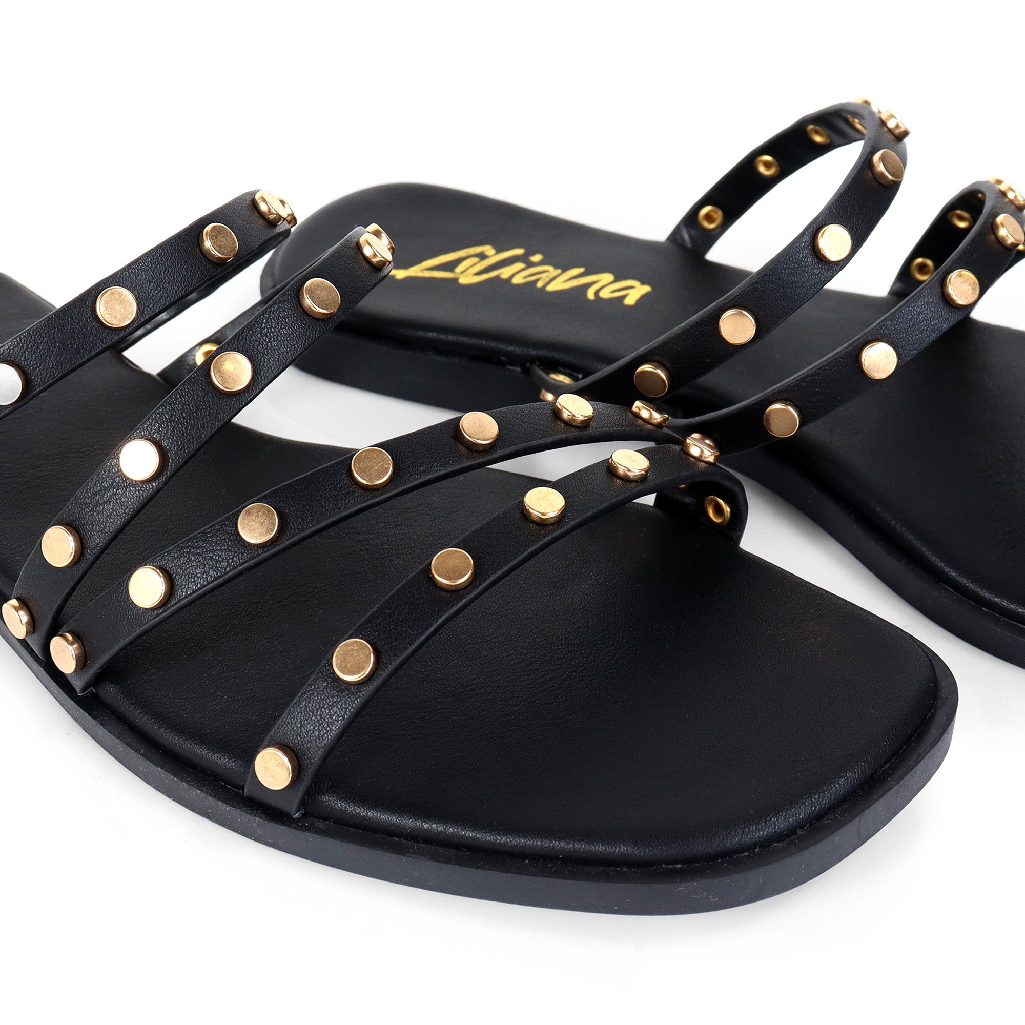 ALISHA-2 OPEN TOE STUDDED STRAPPY SANDAL BLACK