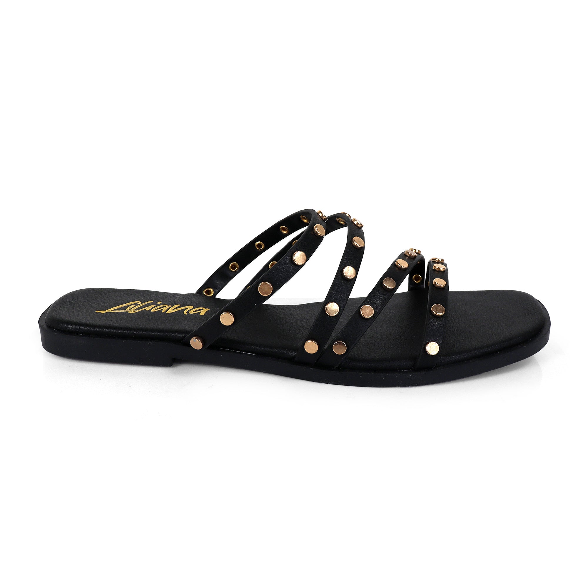 ALISHA-2 OPEN TOE STUDDED STRAPPY SANDAL BLACK