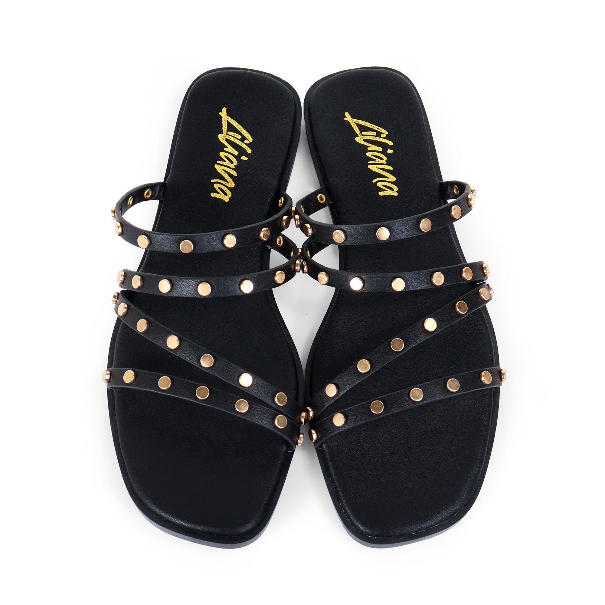 ALISHA-2 OPEN TOE STUDDED STRAPPY SANDAL BLACK