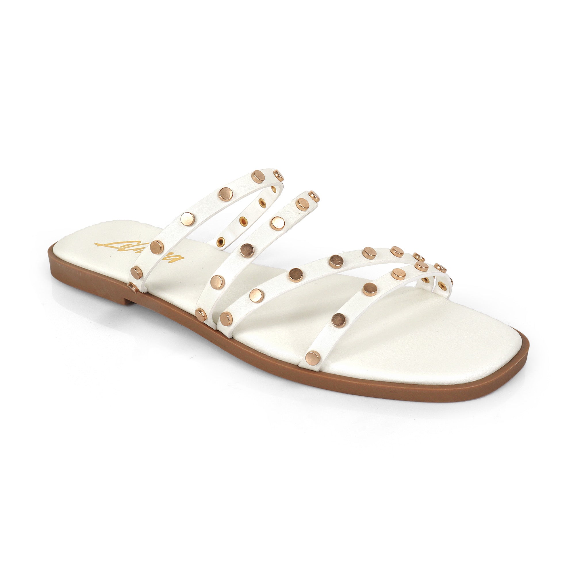 ALISHA-2 OPEN TOE STUDDED STRAPPY SANDAL WHITE