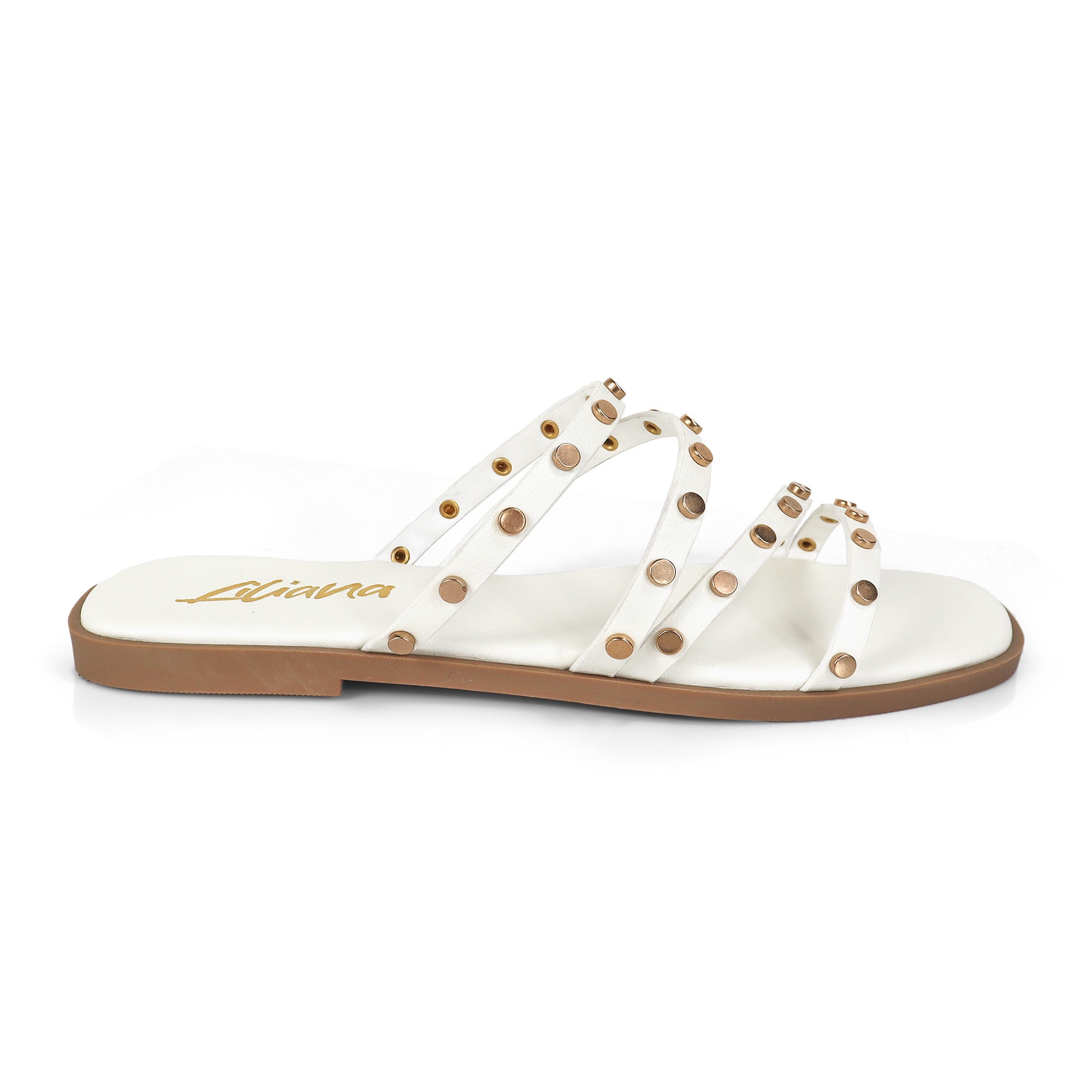 ALISHA-2 OPEN TOE STUDDED STRAPPY SANDAL WHITE