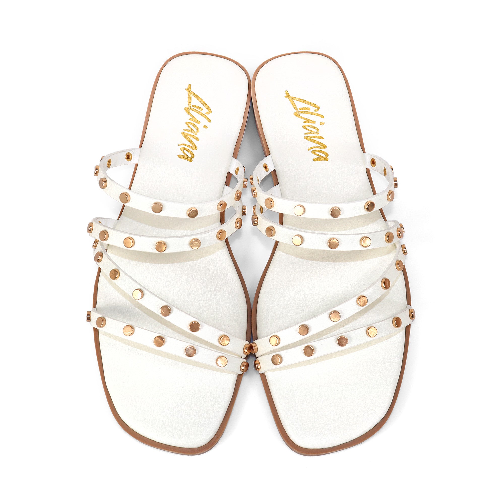 ALISHA-2 OPEN TOE STUDDED STRAPPY SANDAL WHITE