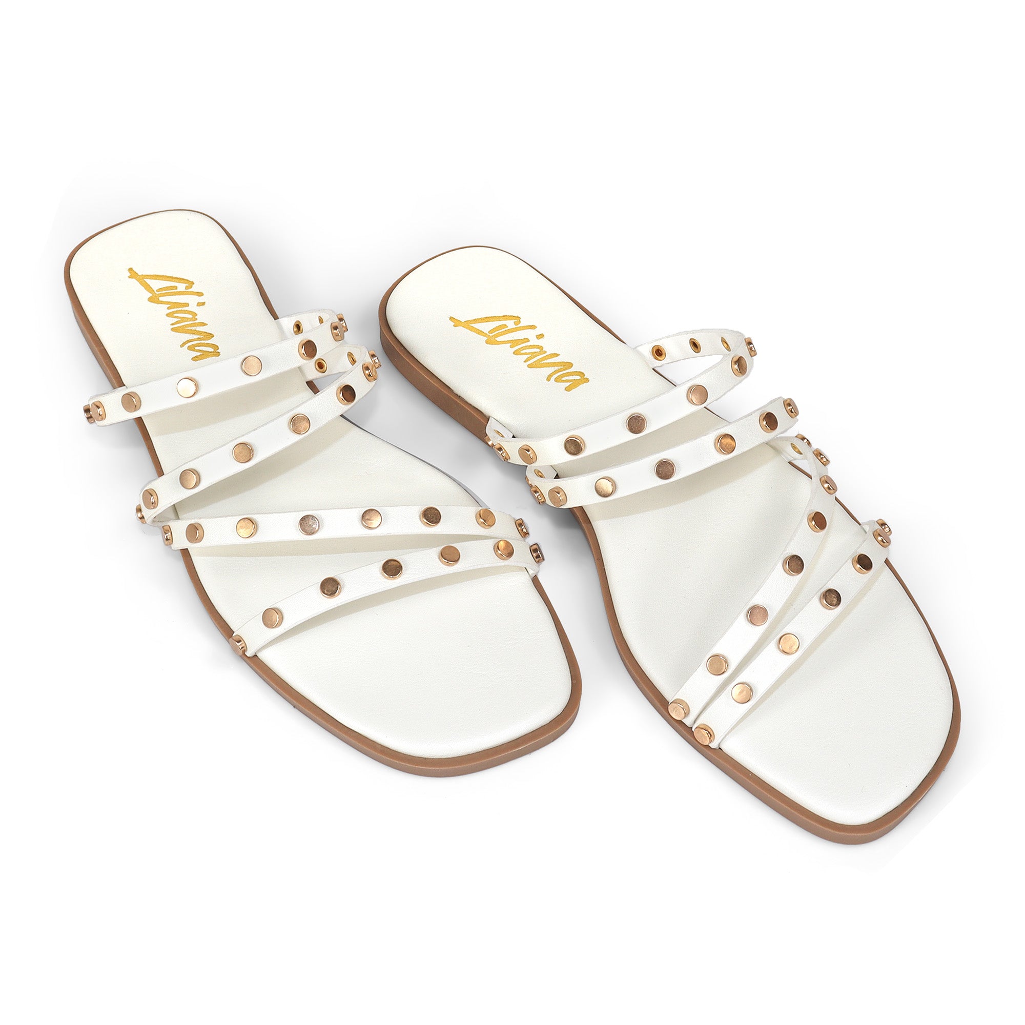 ALISHA-2 OPEN TOE STUDDED STRAPPY SANDAL WHITE