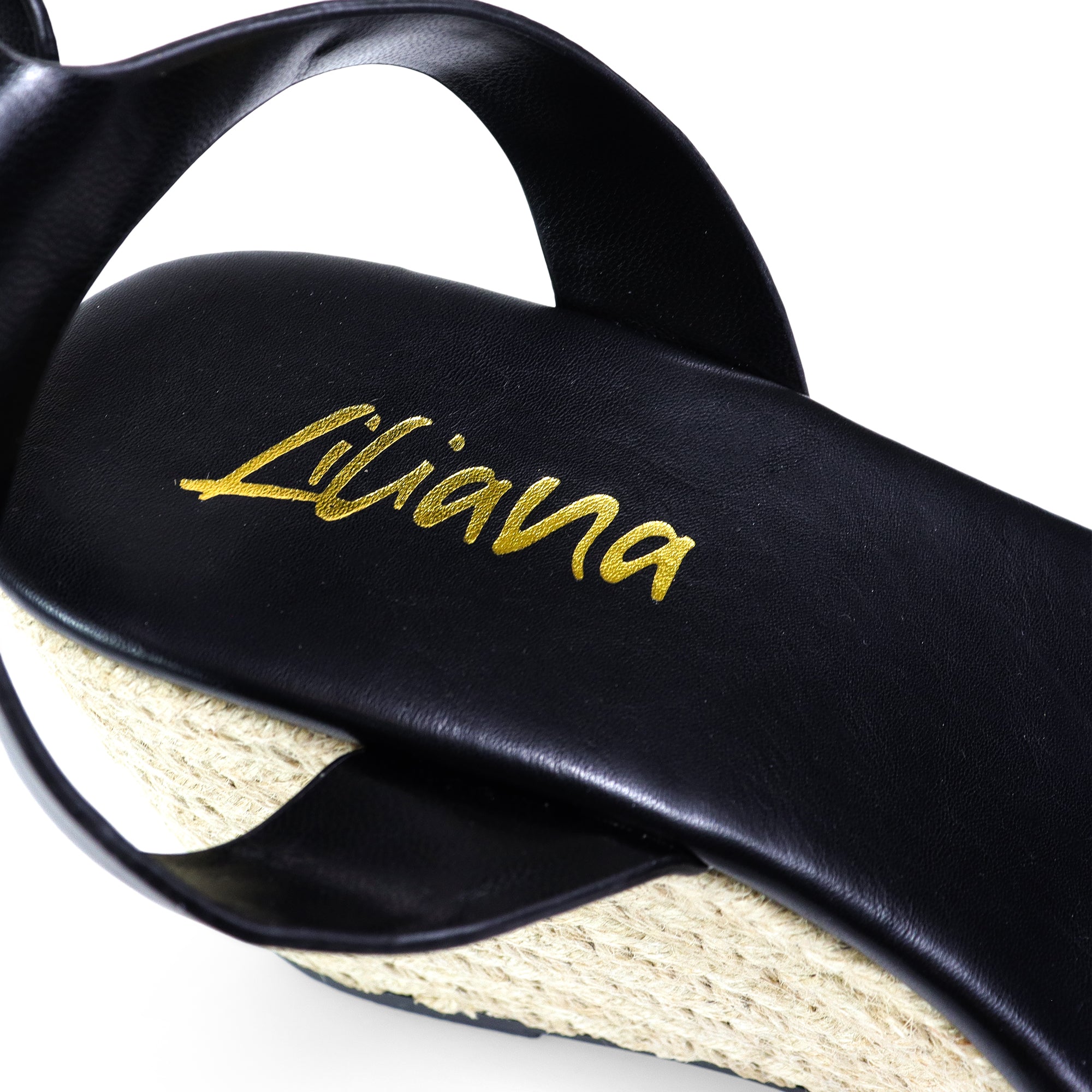 ALYAH-2 OPEN TOE BUCKLE ANKLE STRAP W/ ESPADRILLE WEDGE BLACK