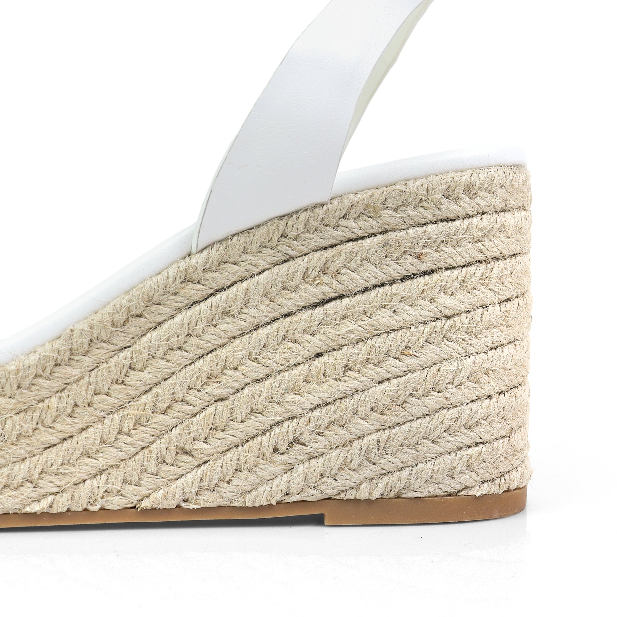 ALYAH-2 OPEN TOE BUCKLE ANKLE STRAP W/ ESPADRILLE WEDGE WHITE
