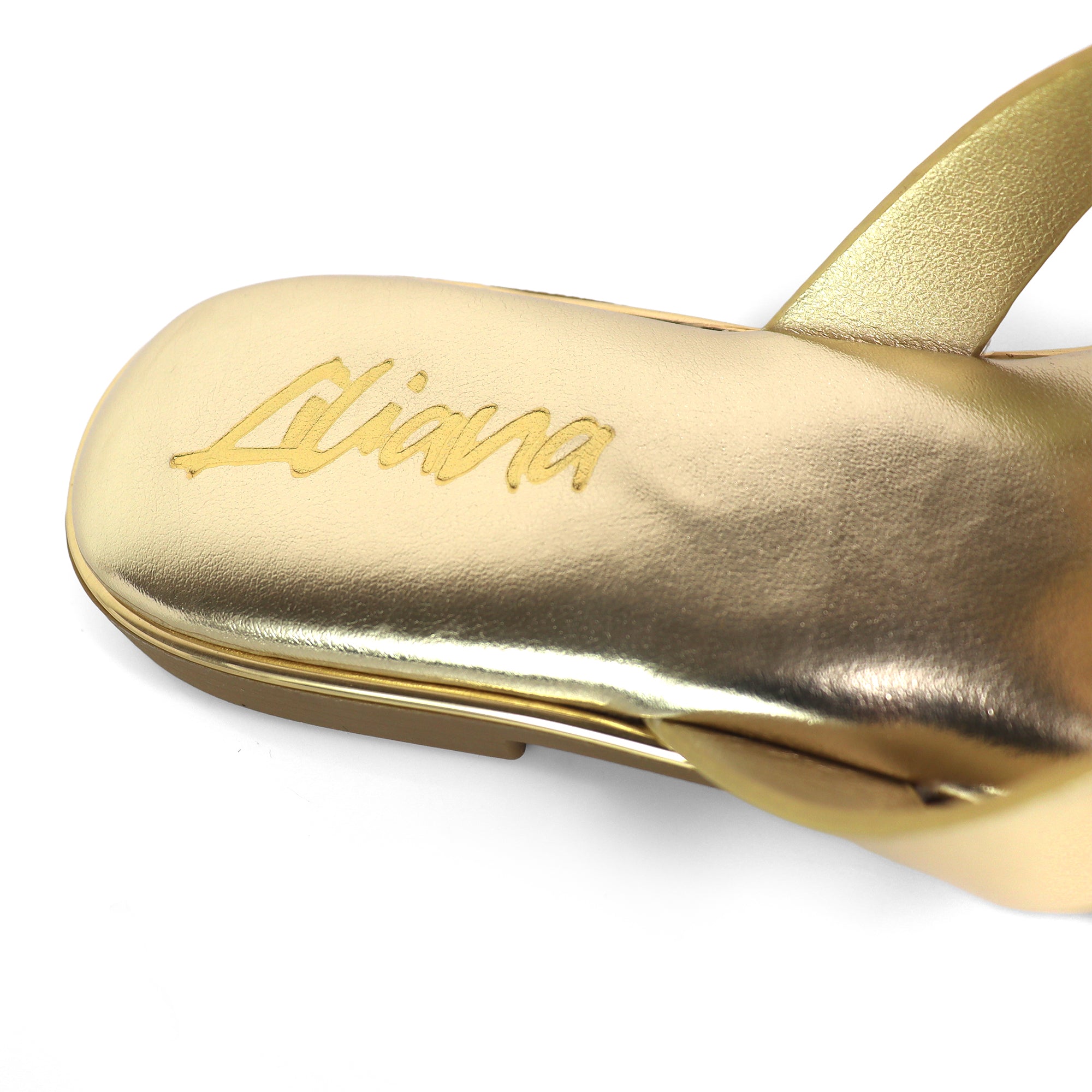 AMRIT-1 METALLIC GEOMEtRIC PENDANT THOUNG SLIDE SANDALS GOLD