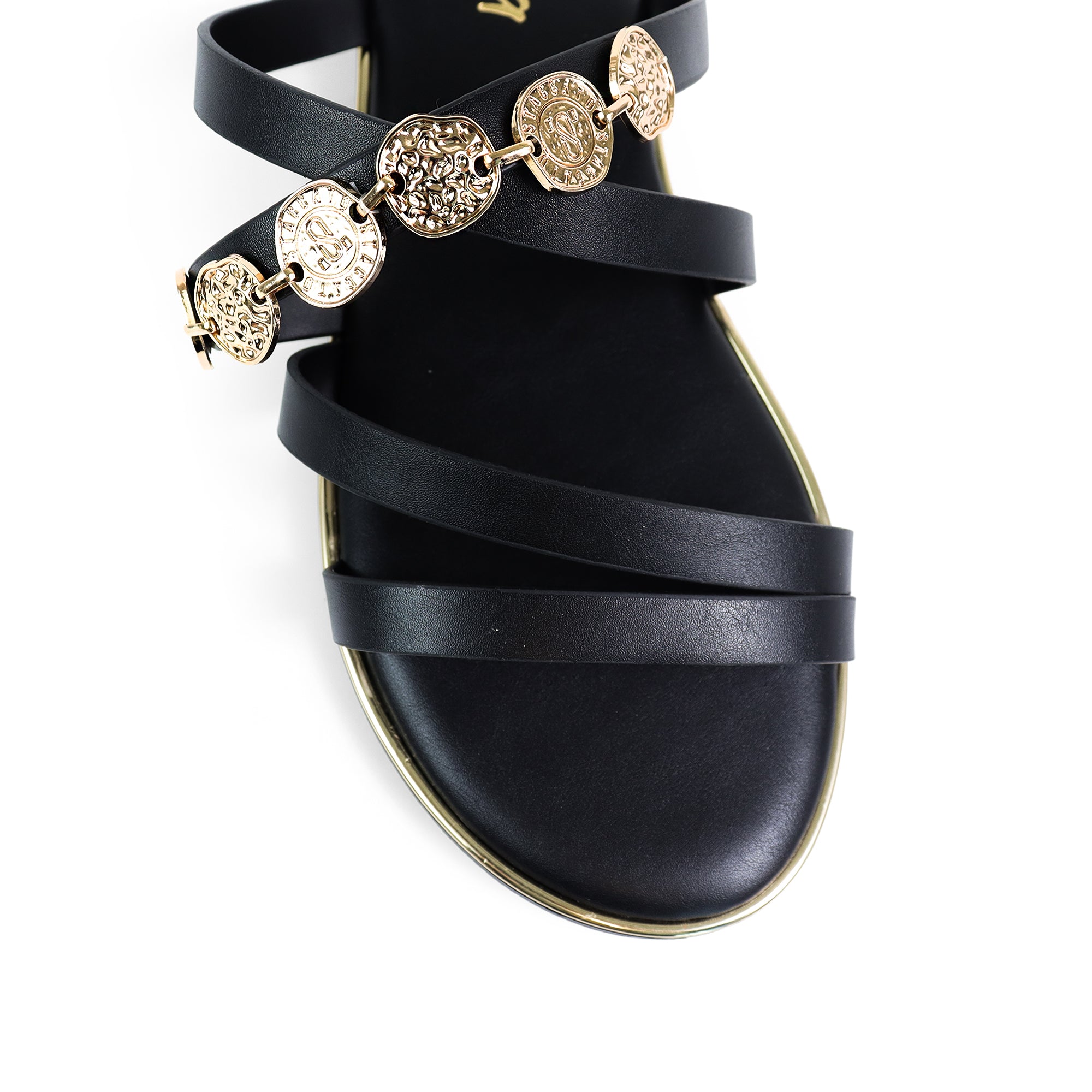 AMRIT-2 COIN STRASP SLIDE SANDALS BLACK