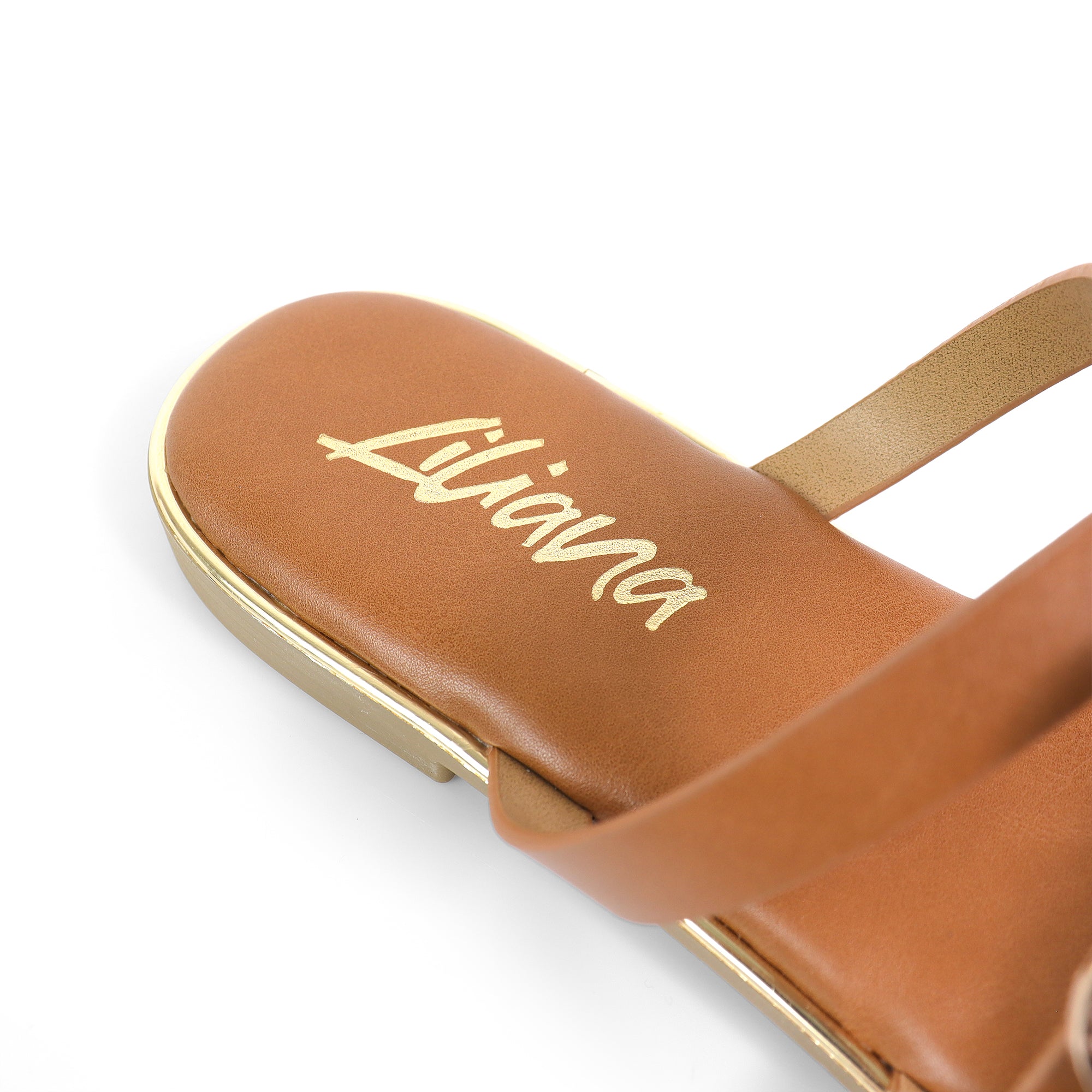 AMRIT-2 COIN STRASP SLIDE SANDALS TAN