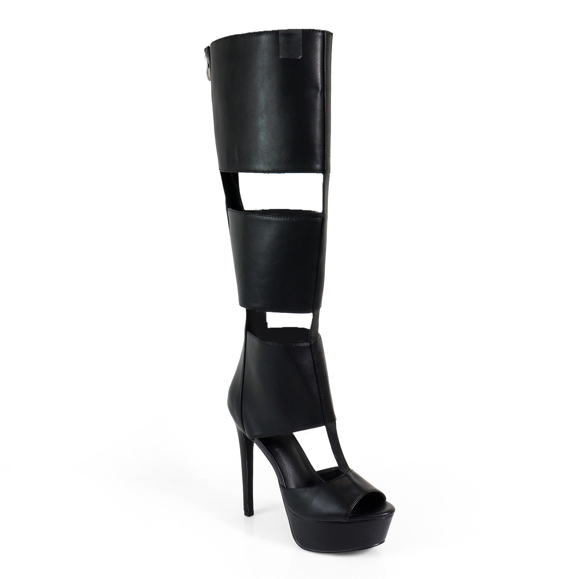 AMYY-1 BELLANTRA GLADIATOR SANDAL W/ STILETTO HEEL  BLACK