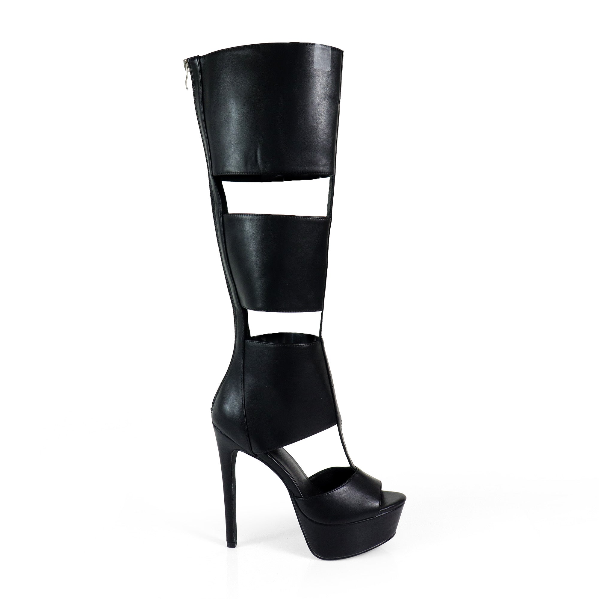 AMYY-1 BELLANTRA GLADIATOR SANDAL W/ STILETTO HEEL  BLACK