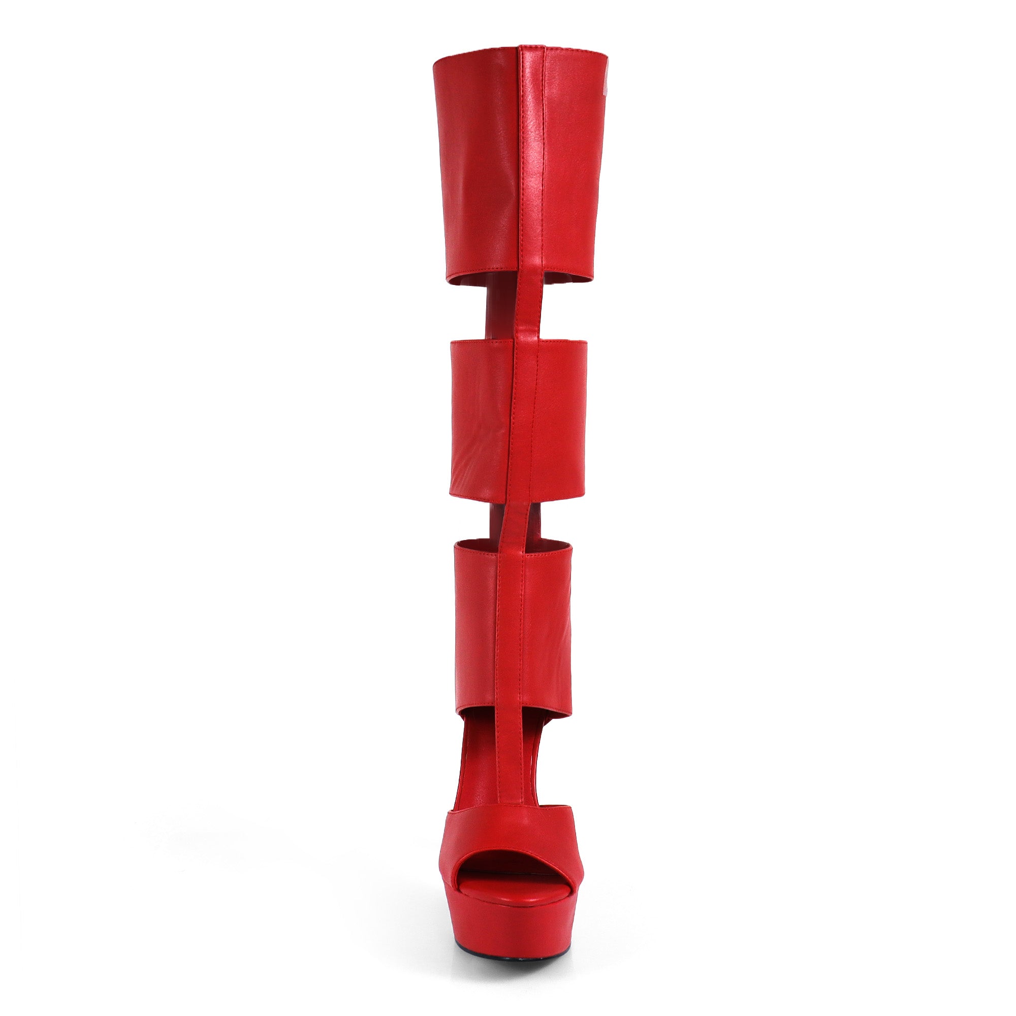 AMYY-1 BELLANTRA GLADIATOR SANDAL W/ STILETTO HEEL RED
