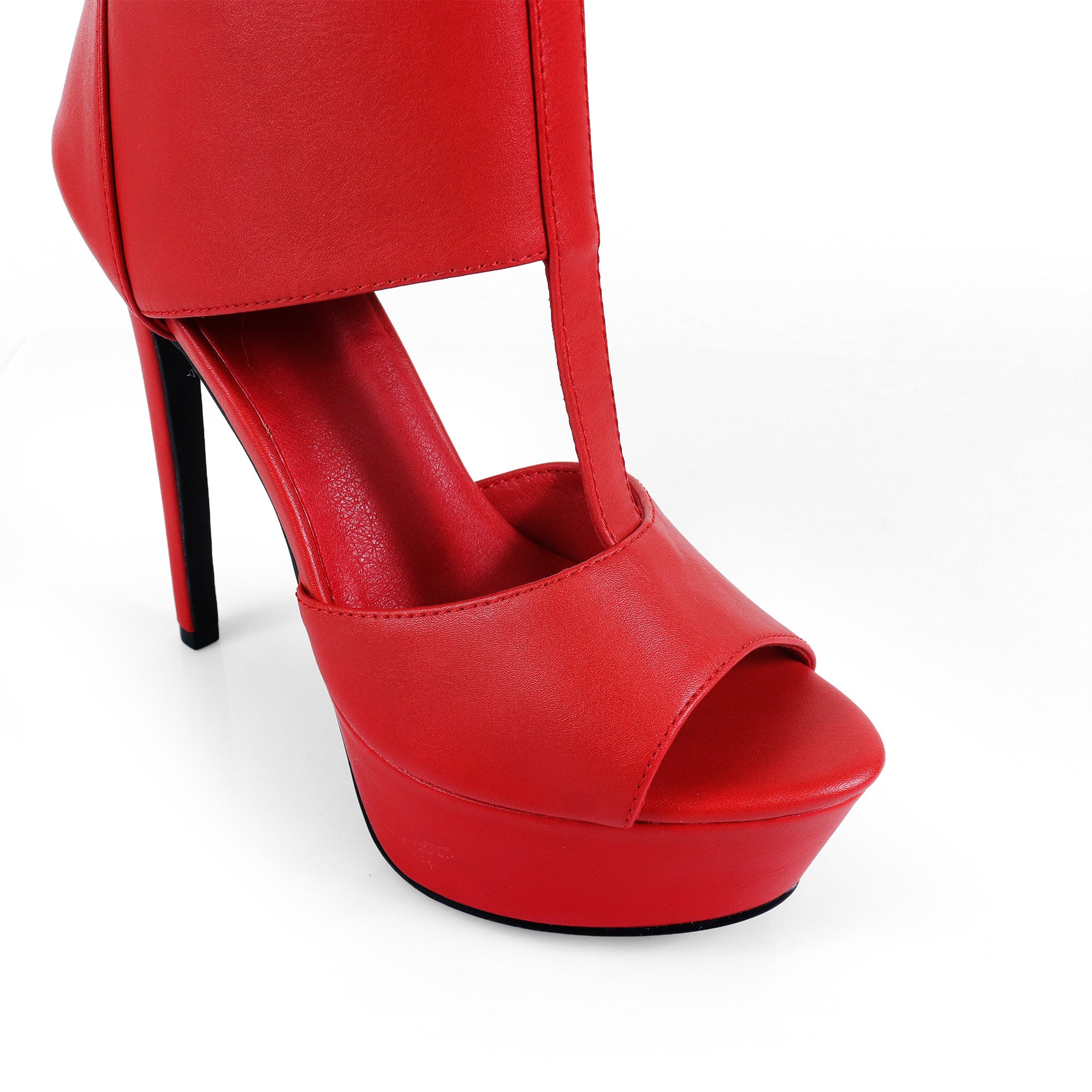 AMYY-1 BELLANTRA GLADIATOR SANDAL W/ STILETTO HEEL RED