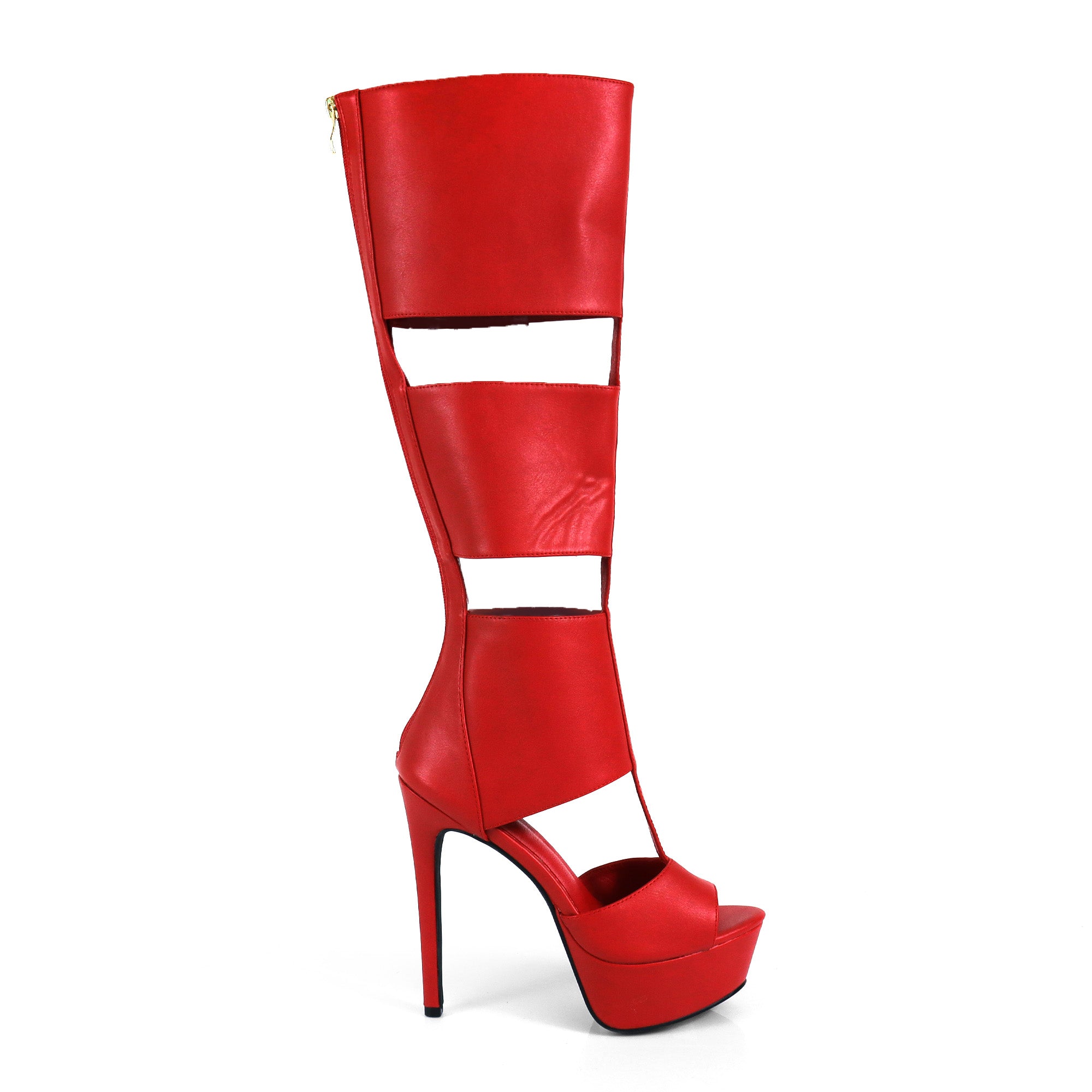 AMYY-1 BELLANTRA GLADIATOR SANDAL W/ STILETTO HEEL RED