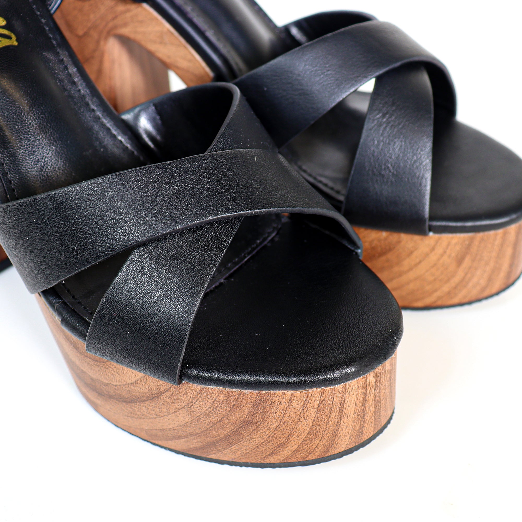 ANDAZ-1 CROSS ANKLE STRAP W PRINTING HEEL BLACK