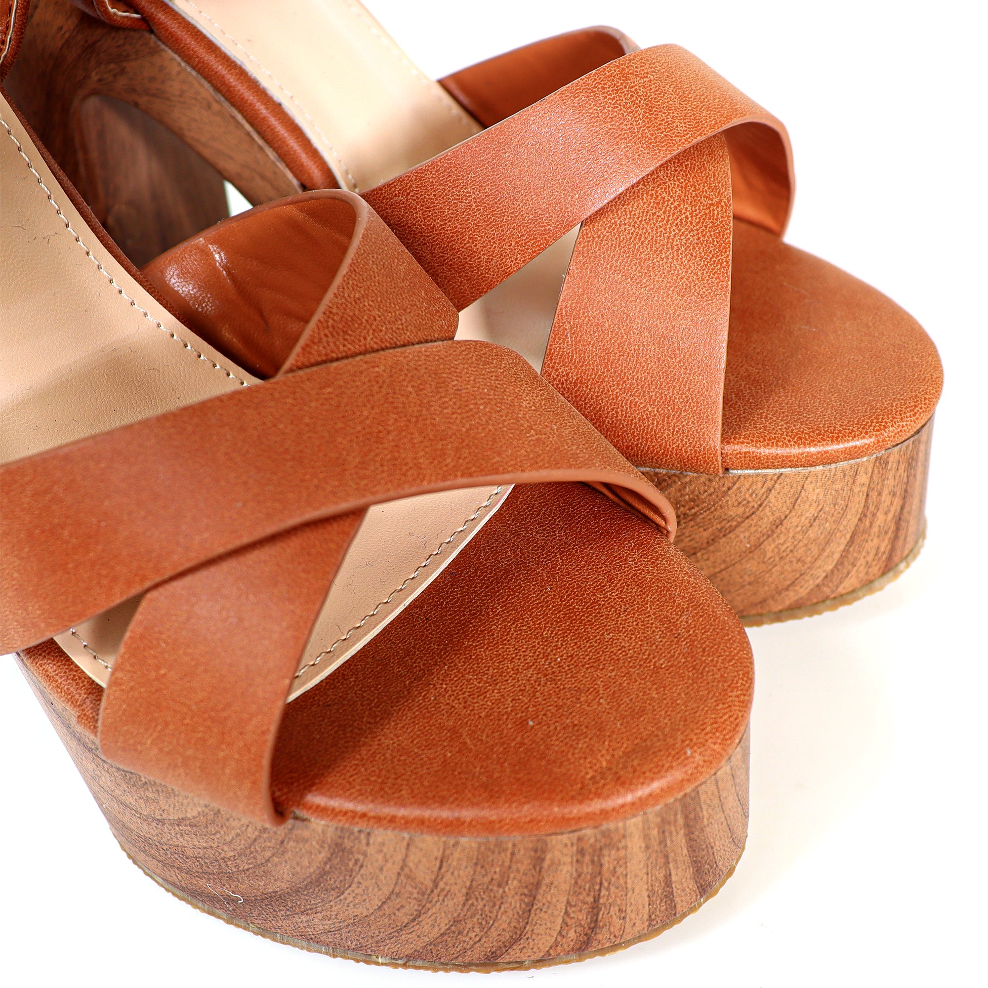 ANDAZ-1 CROSS ANKLE STRAP W PRINTING HEEL TAN