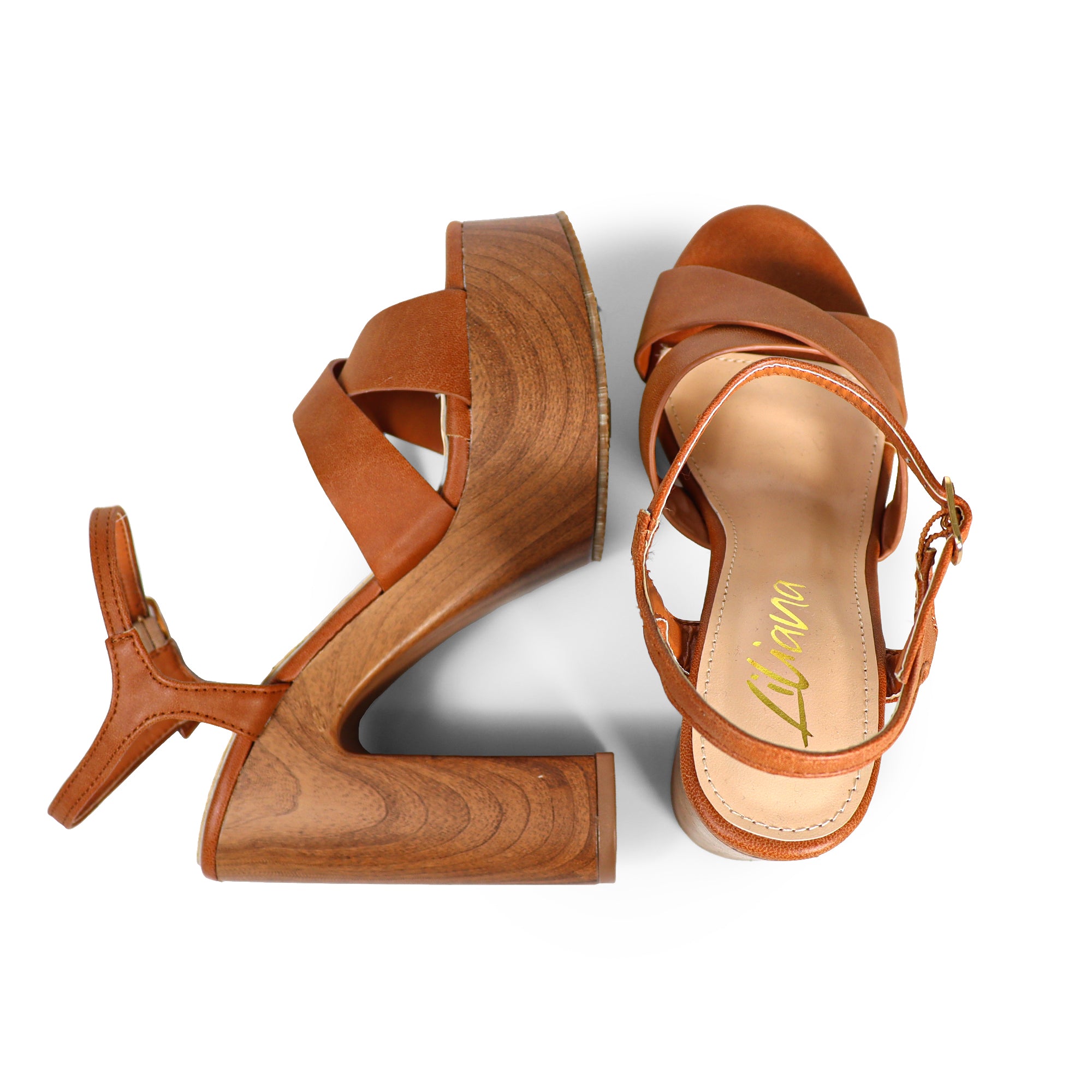 ANDAZ-1 CROSS ANKLE STRAP W PRINTING HEEL TAN