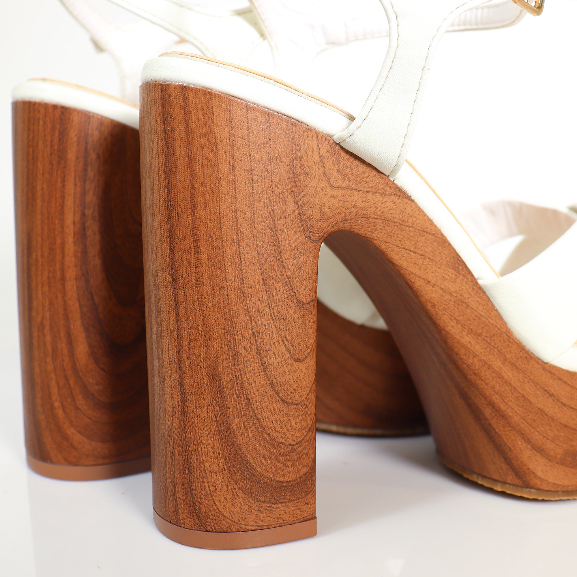 ANDAZ-1 CROSS ANKLE STRAP W PRINTING HEEL WHITE