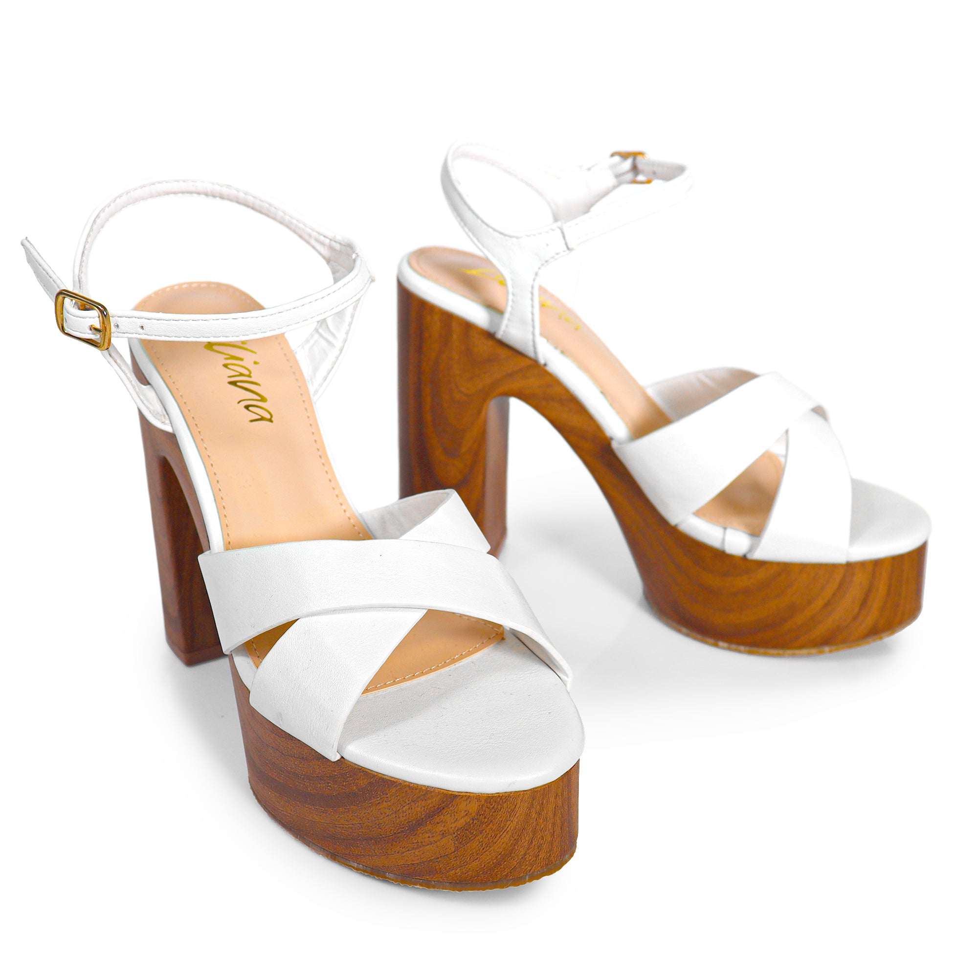 ANDAZ-1 CROSS ANKLE STRAP W PRINTING HEEL WHITE