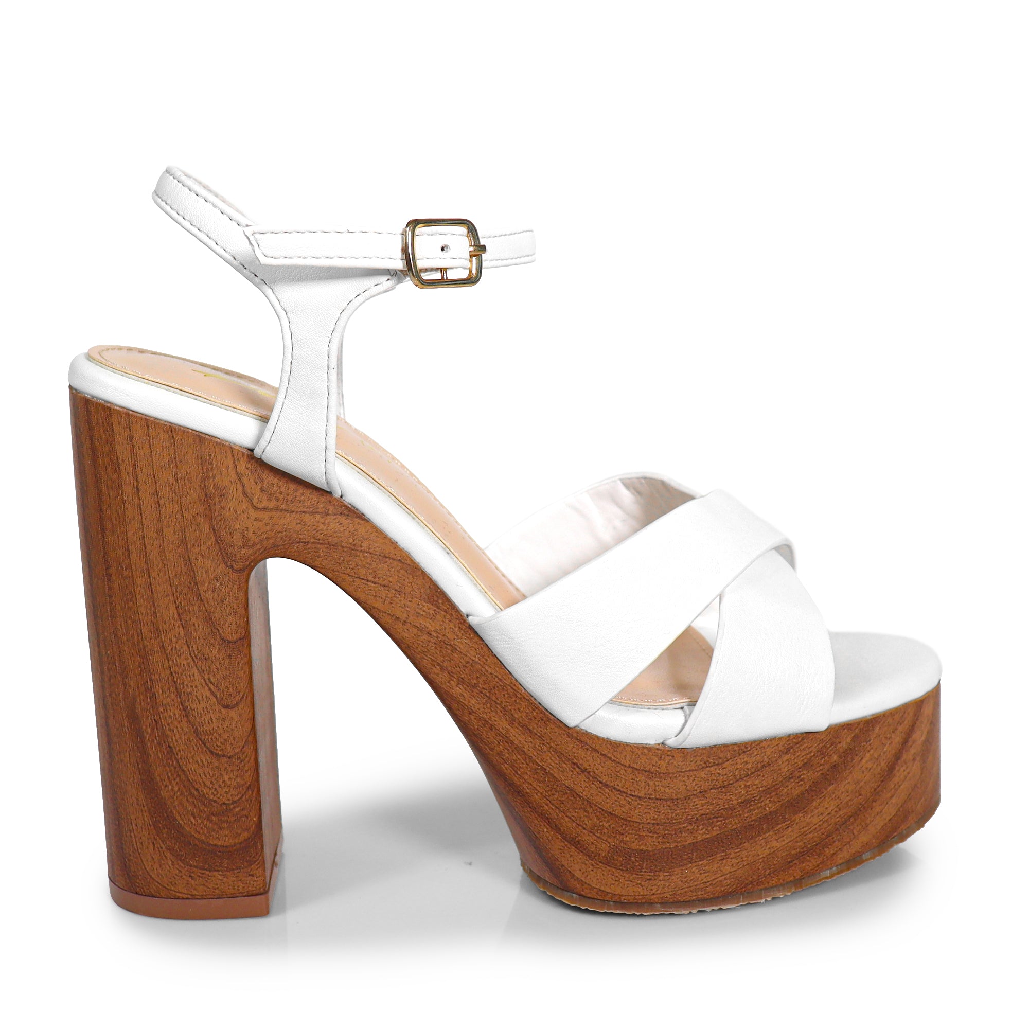 ANDAZ-1 CROSS ANKLE STRAP W PRINTING HEEL WHITE